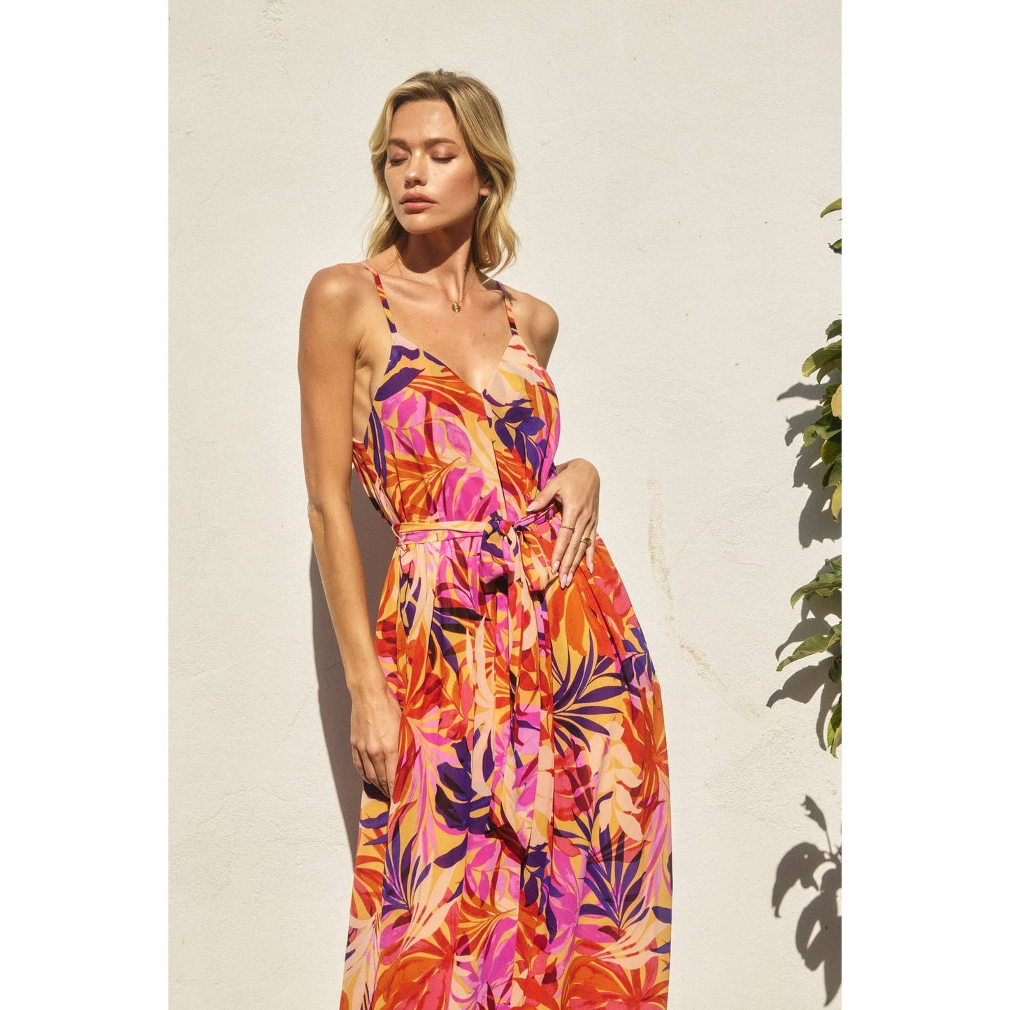 Coastal Cruising Extra Flared Maxi Dress: SUNSET FRONDS / FD11448-P1998_1