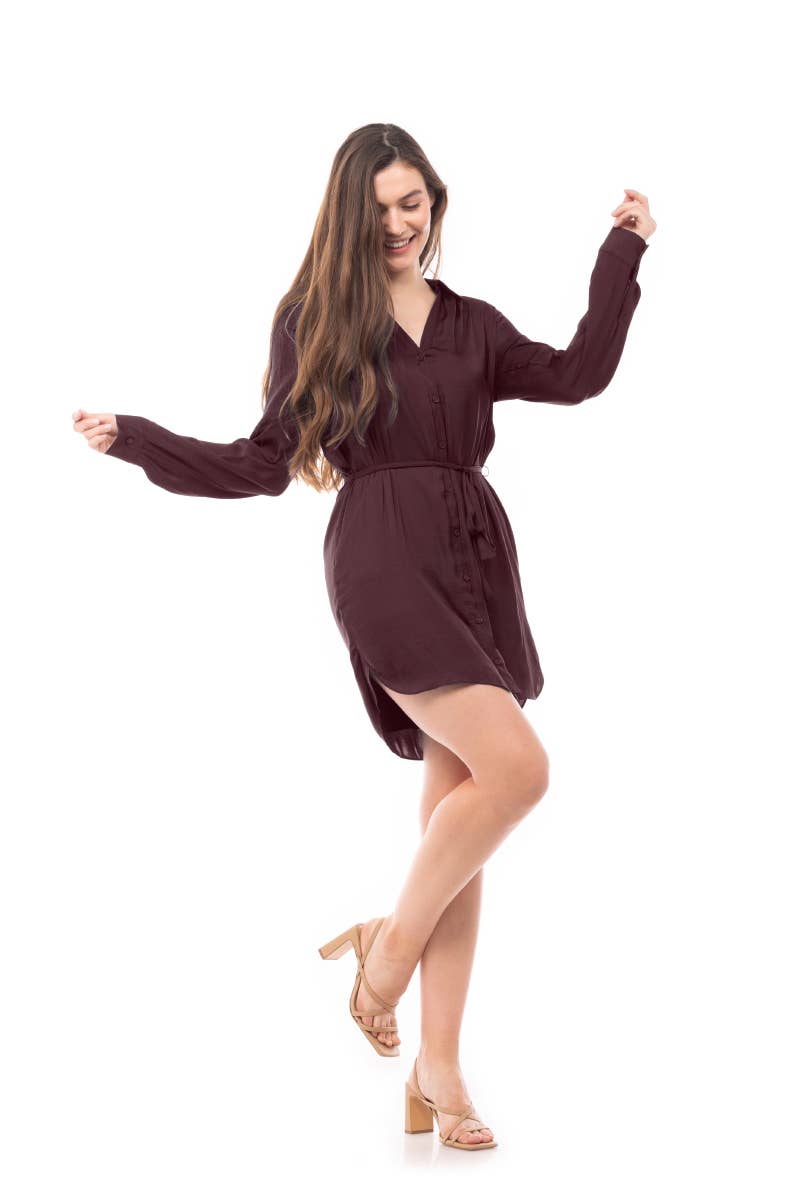 Long Sleeve Shirt Dress - RD117324: RAIN FOREST
