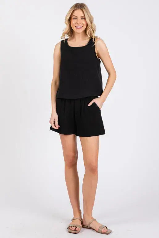 Cotton Triple Gauze Shorts - NP70284H: Charcoal