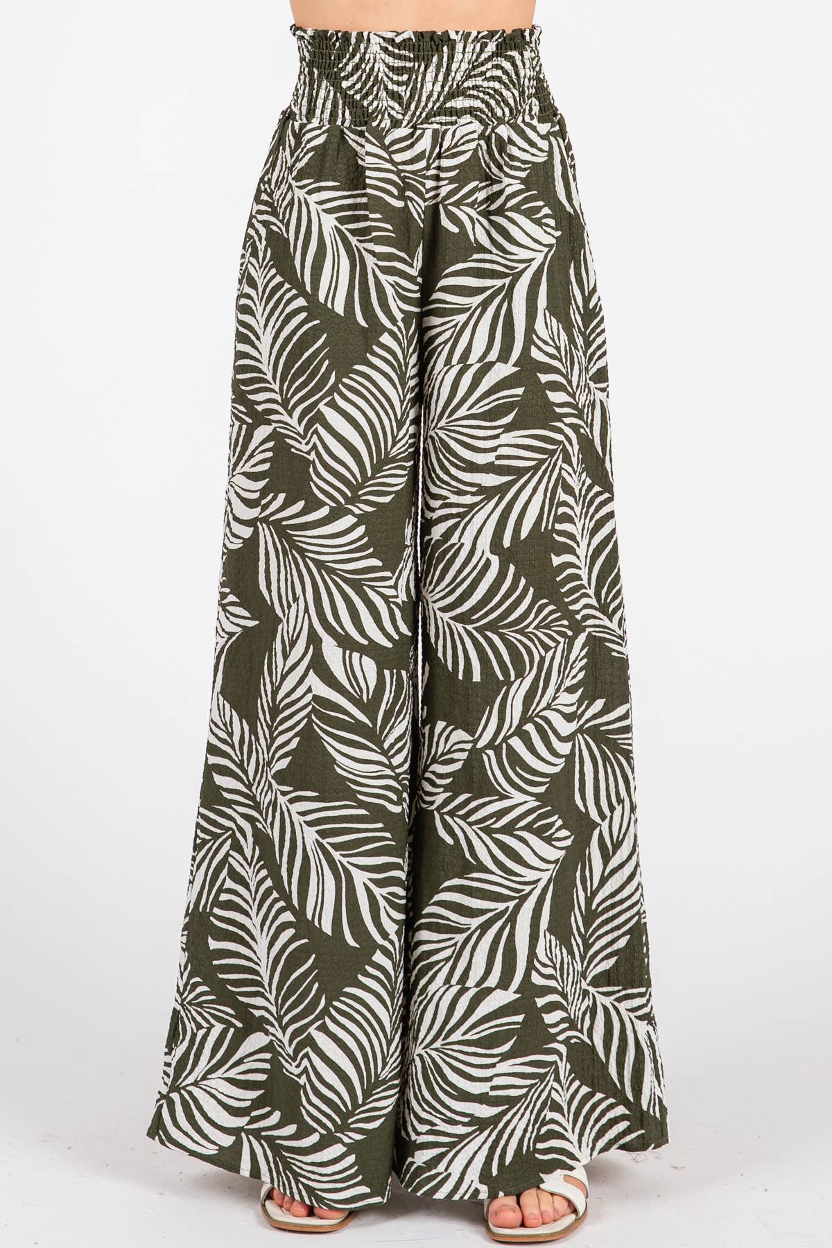 Print Wide Leg Pants - VNP70263B6: Navy/ White