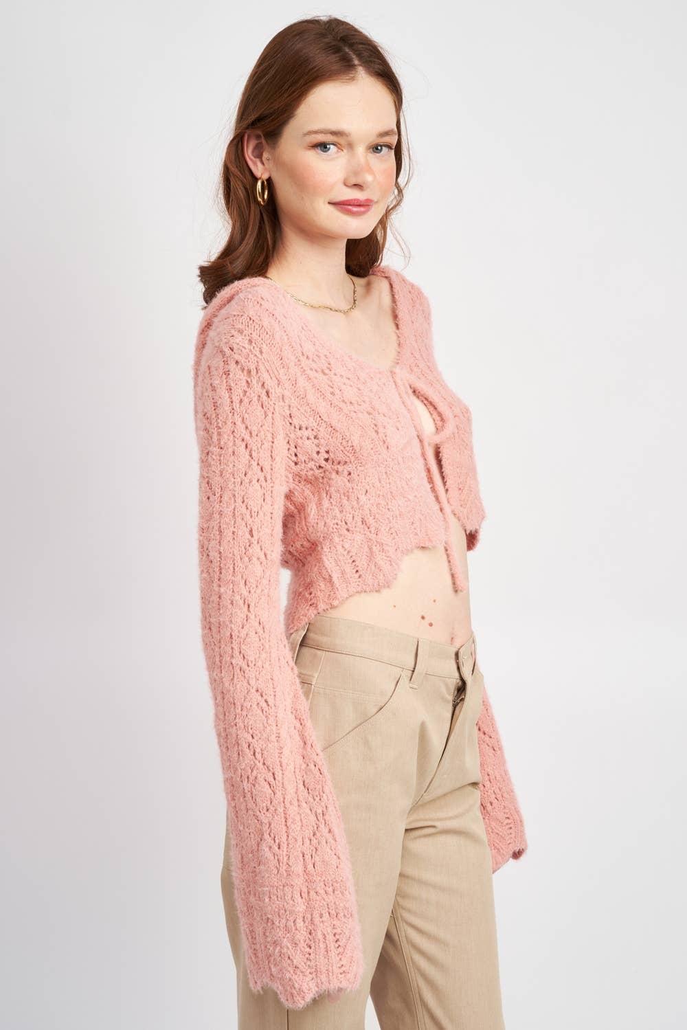 LONG SLEEVE FRONT TIE CARDIGAN