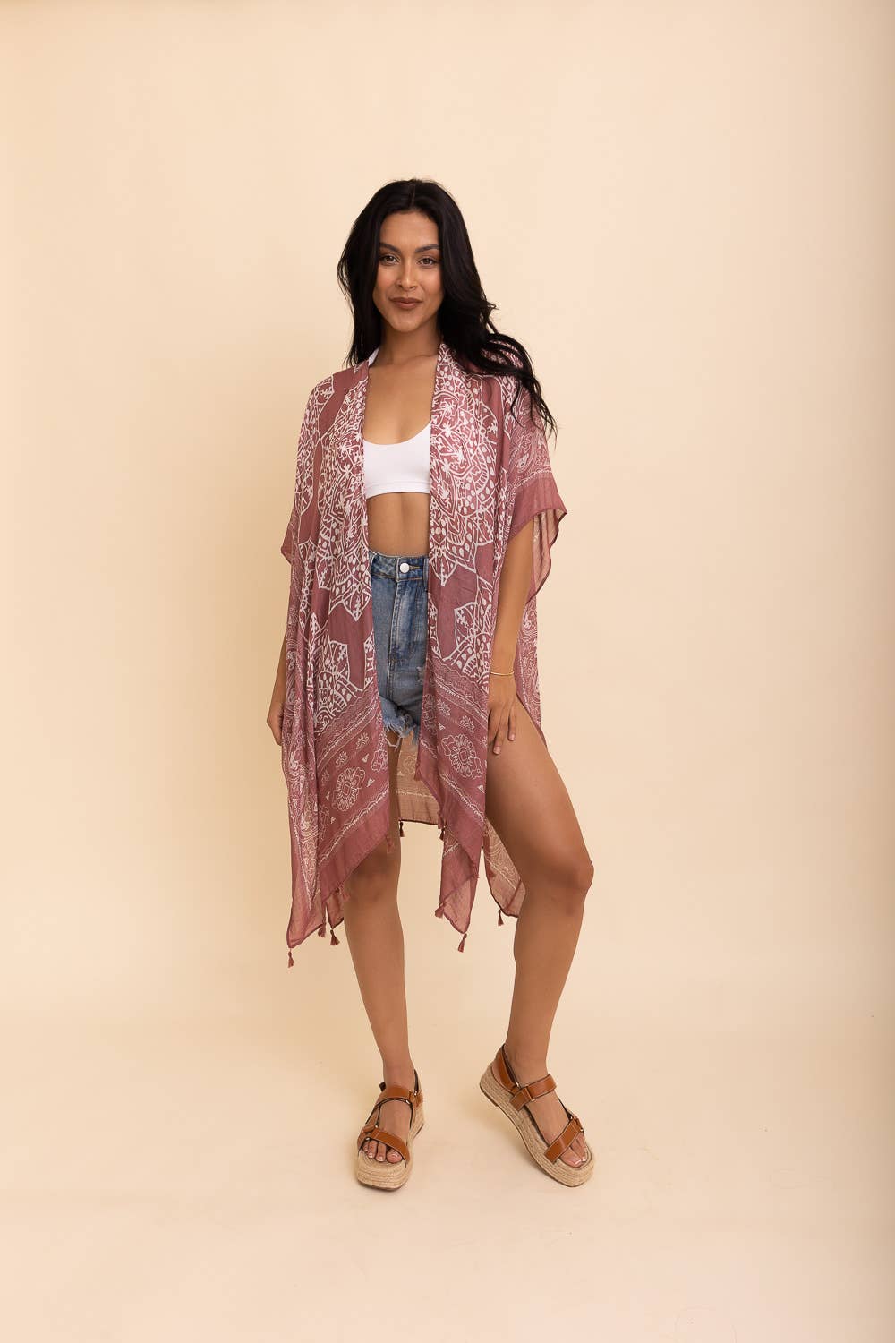 Mandala Tassel Kimono: Olive
