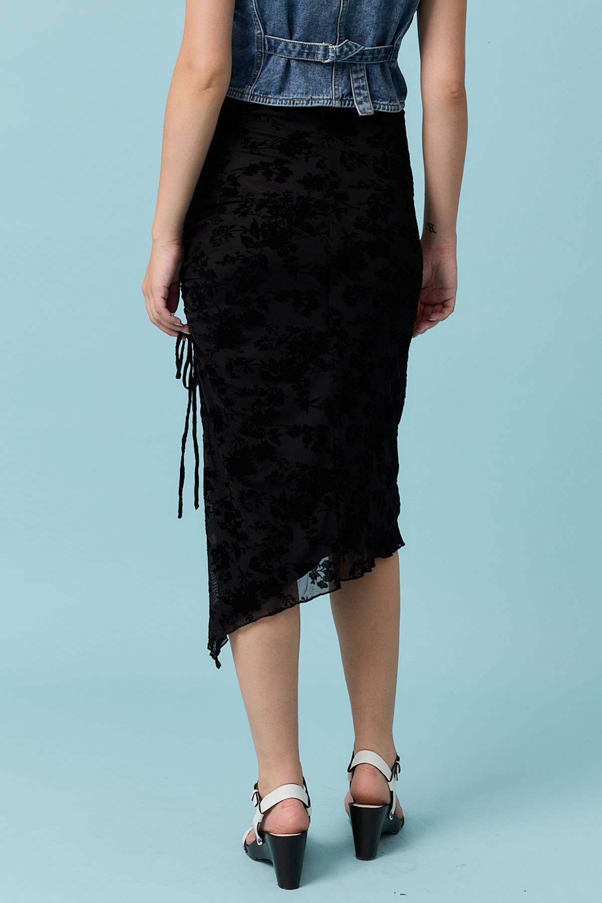 Velvet Mesh Jacquard Skirt - MB7345: Black