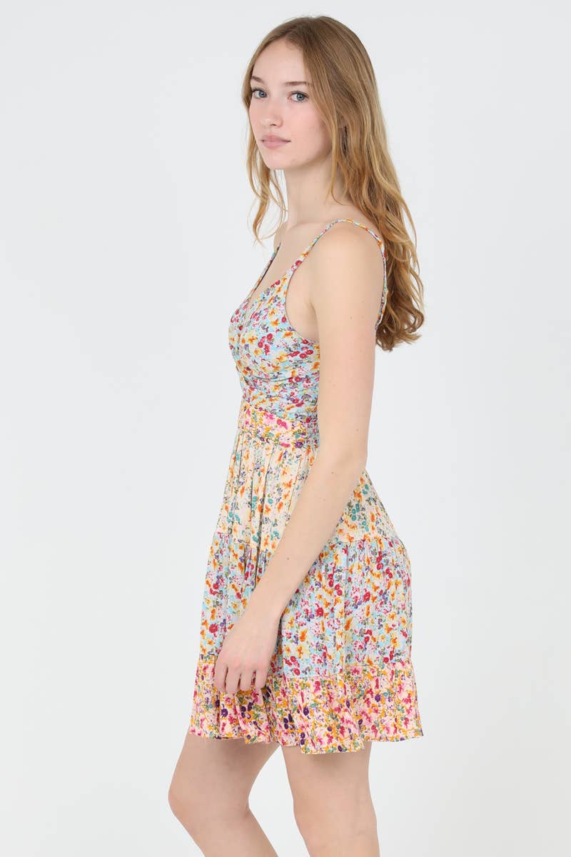 C4143-A814 V NECK TWIST FRONT SUNDRESS: LILAC