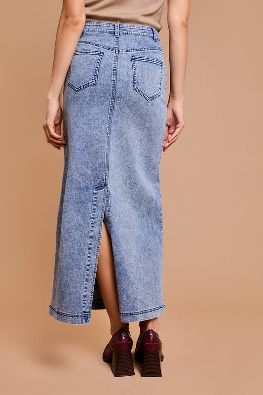 Flare Denim Long Skirt: Denim / MS7220G