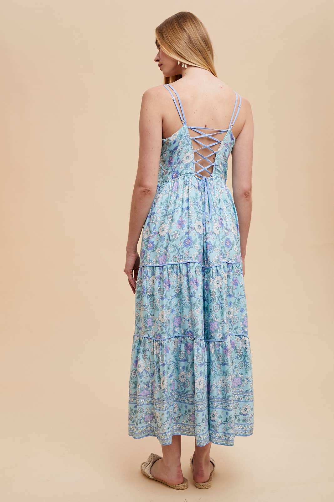 BORDER PRINT MAXI DRESS: BLUE IRIS / ILD6252
