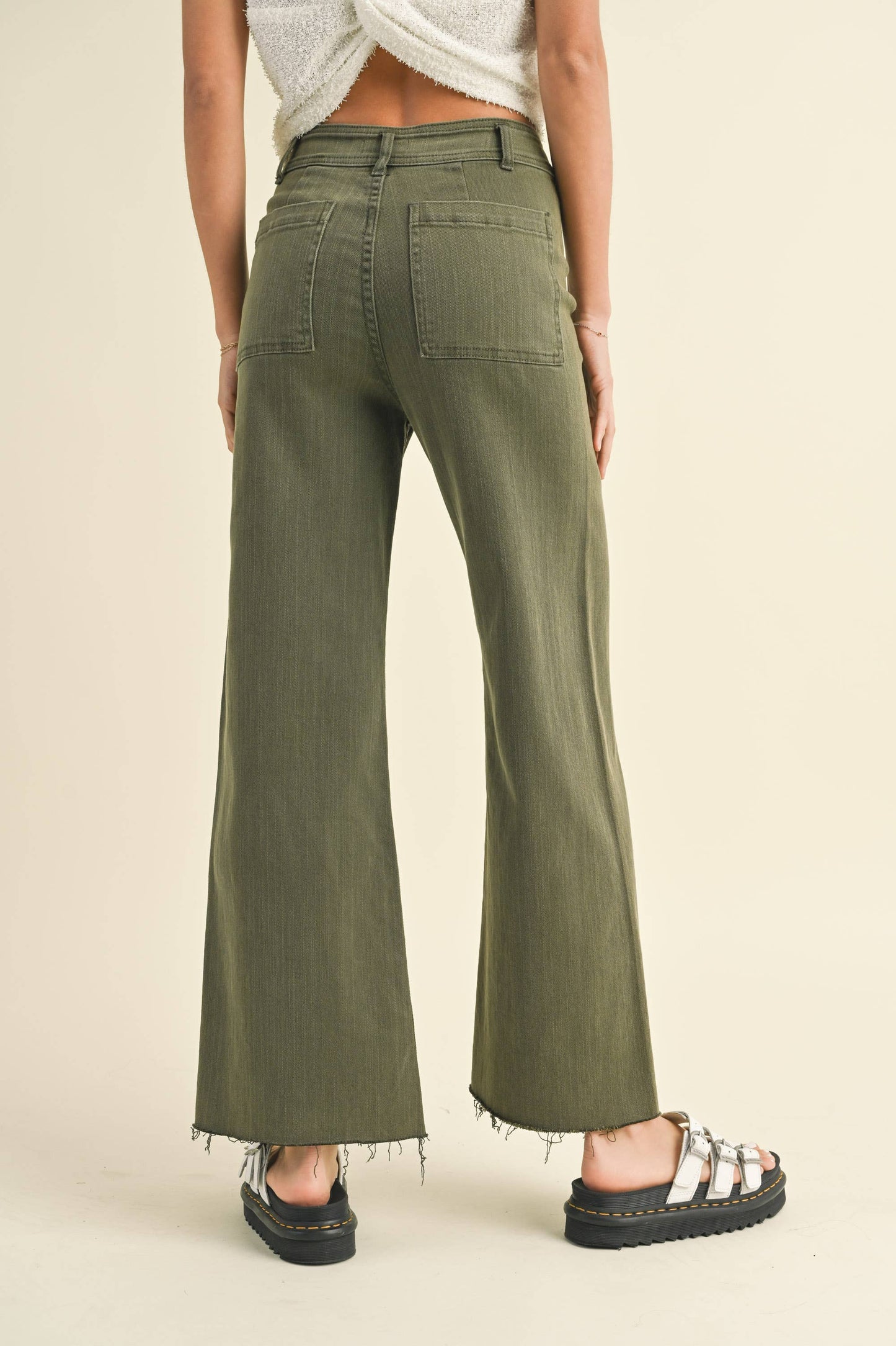 MMP623 STRAIGHT WIDE LEG DENIM PANTS: Brown