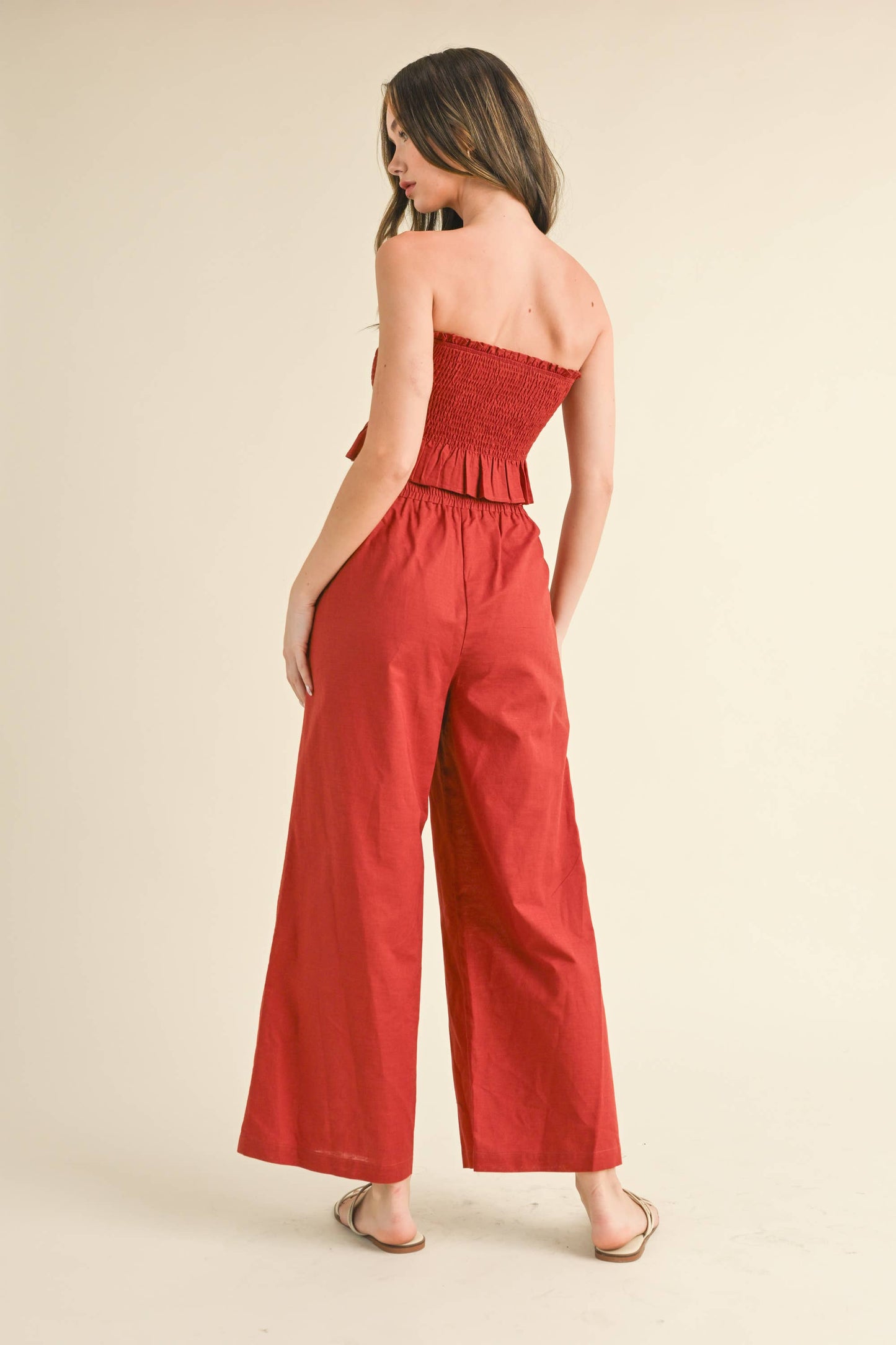 💖Pants Only💖IST5605 LINEN ANKLE PANTS: DARK DENIM