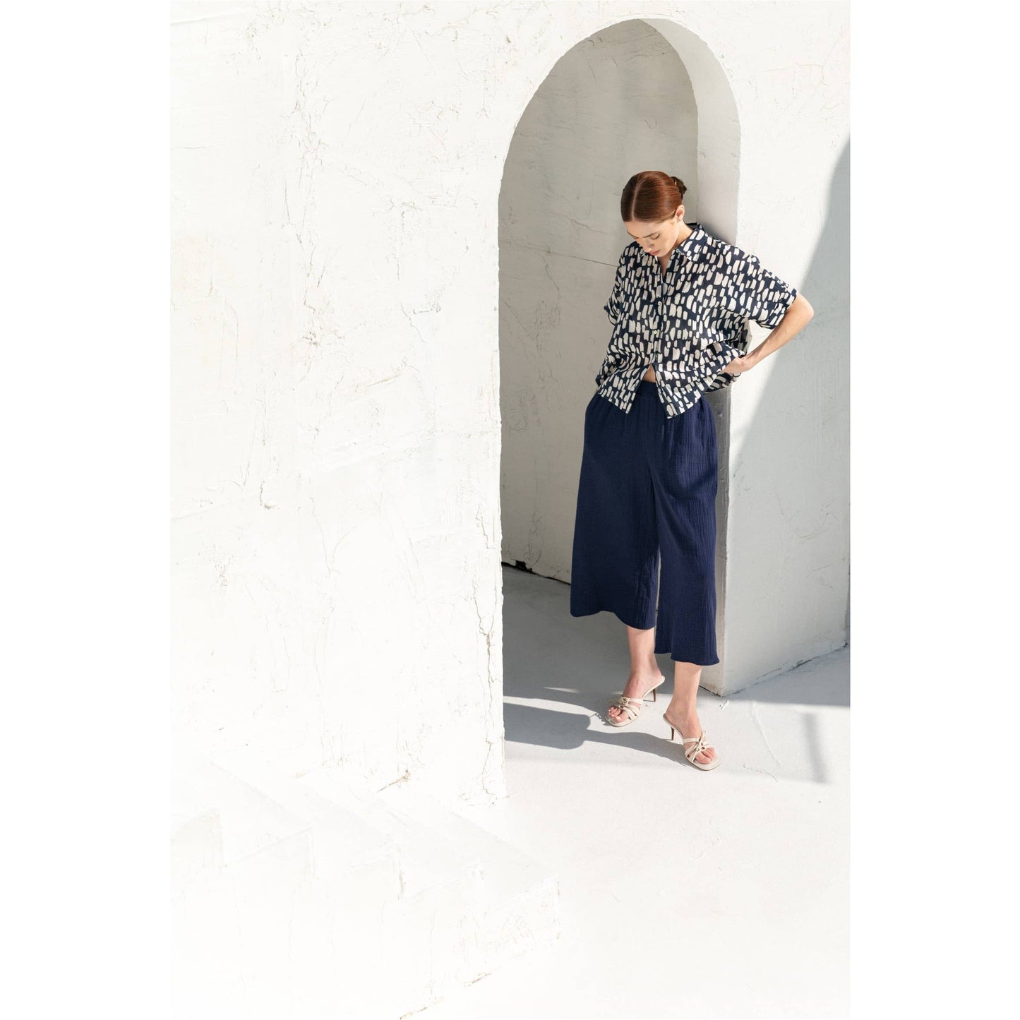 GAUZE WIDE PANTS: BLUE / FP66459