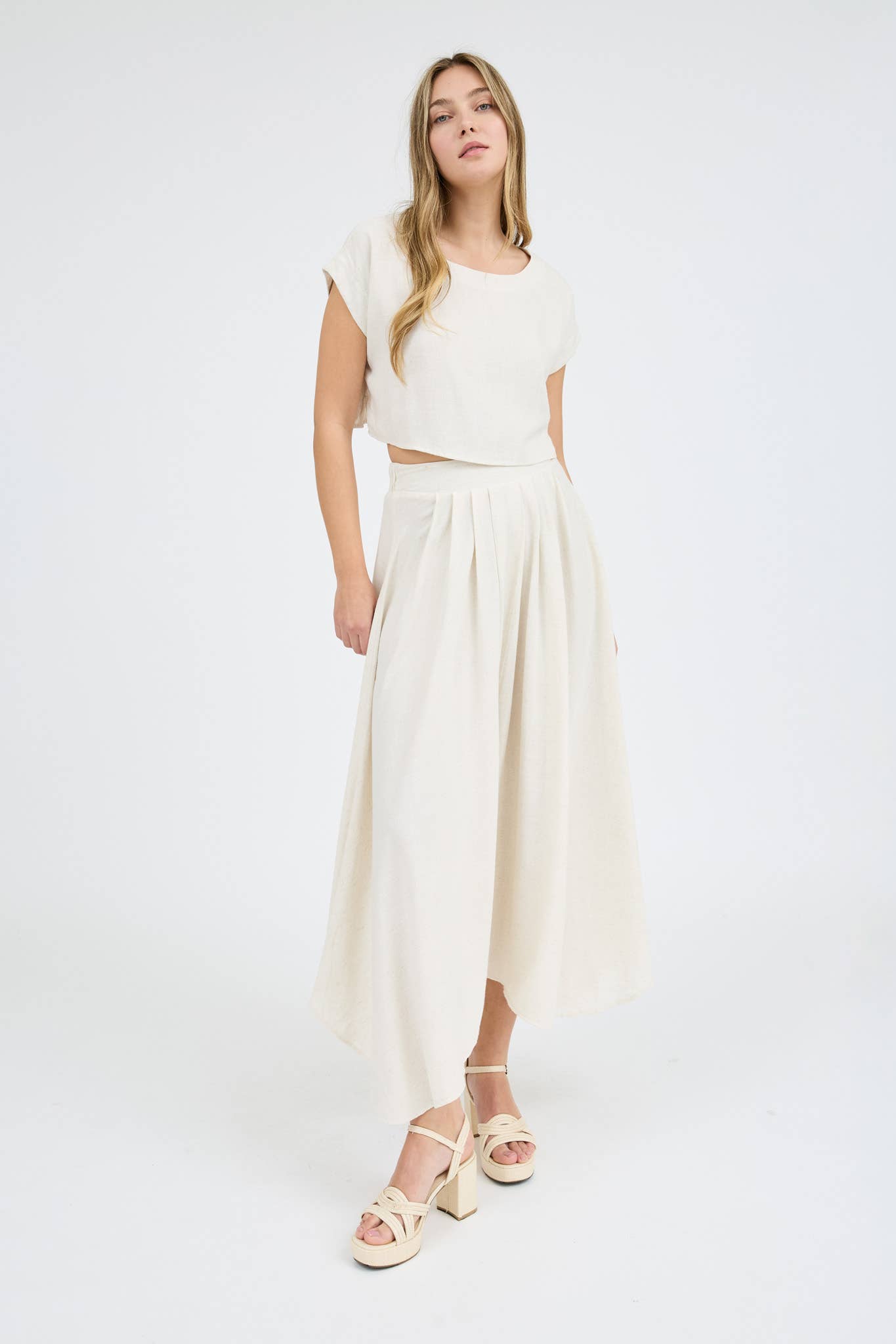 B5SX1033-T BOXY LINEN BLOUSE: LIGHT TAN