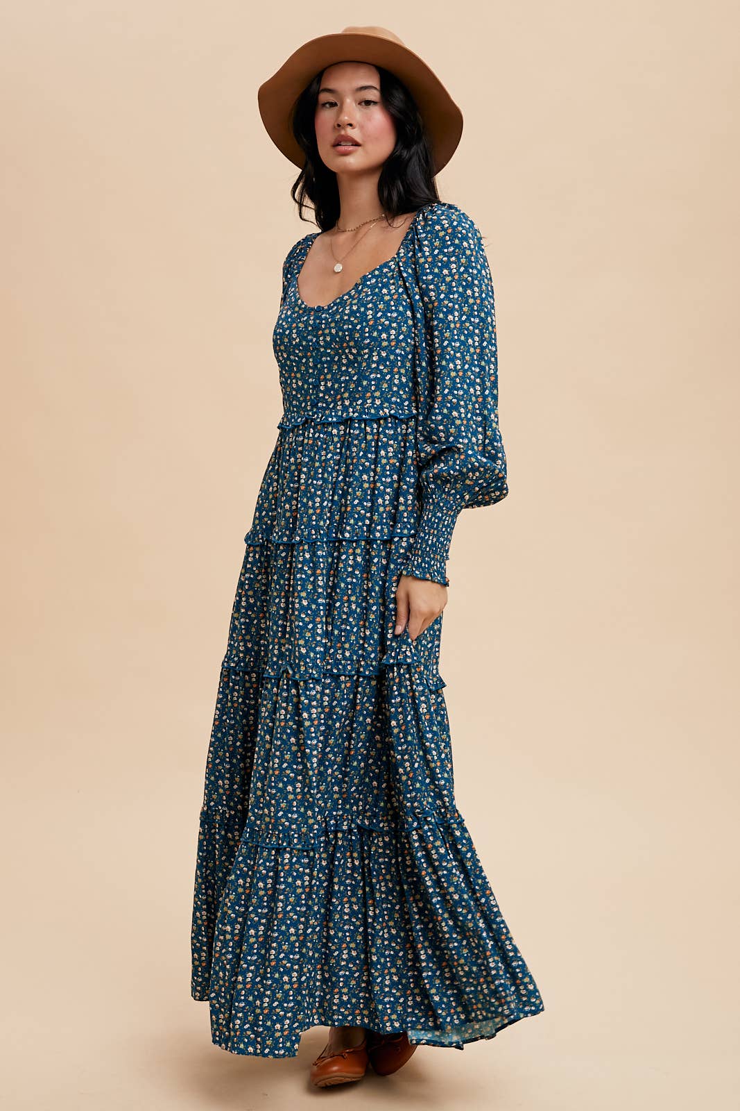 SWEETHEART FLORAL MAXI DRESS: SEPIA / ILD5932