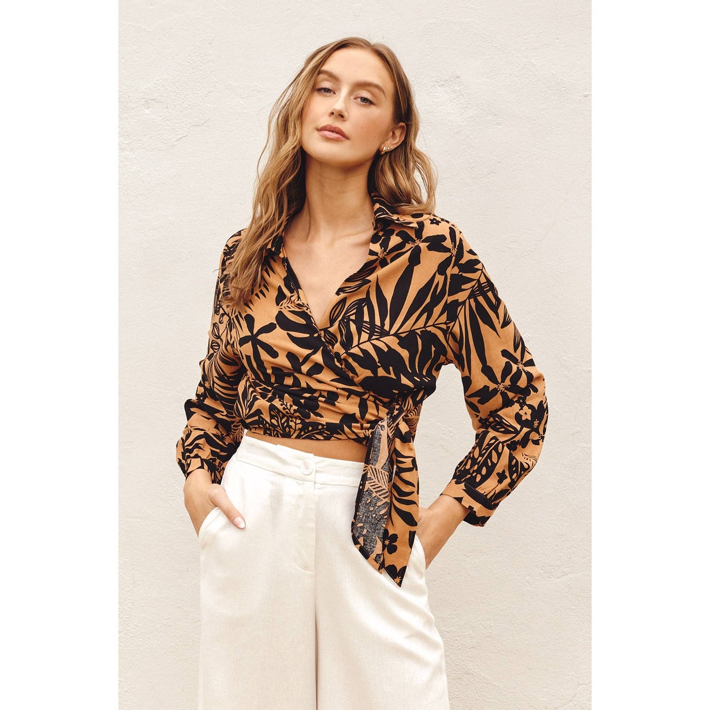 Sweet Summer Wrap Collared Shirt: IBIZA PALM / FT11600-P1460_3