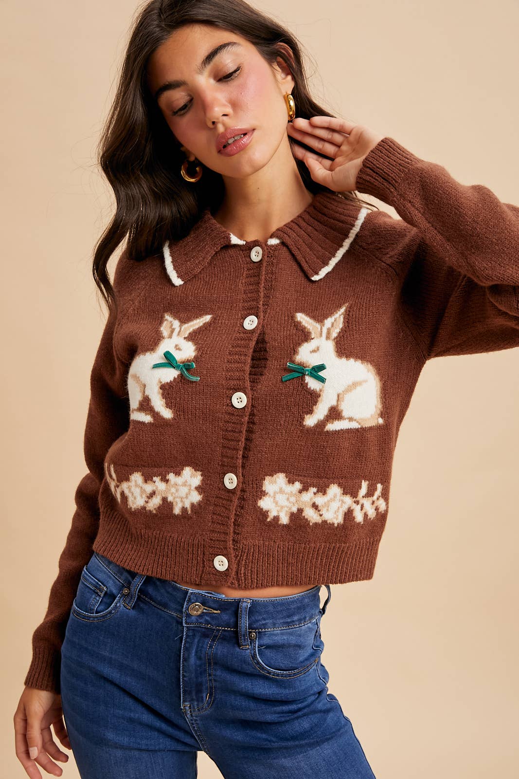 DOLL COLLAR BUNNY CARDIGAN: FERN / ILS9013