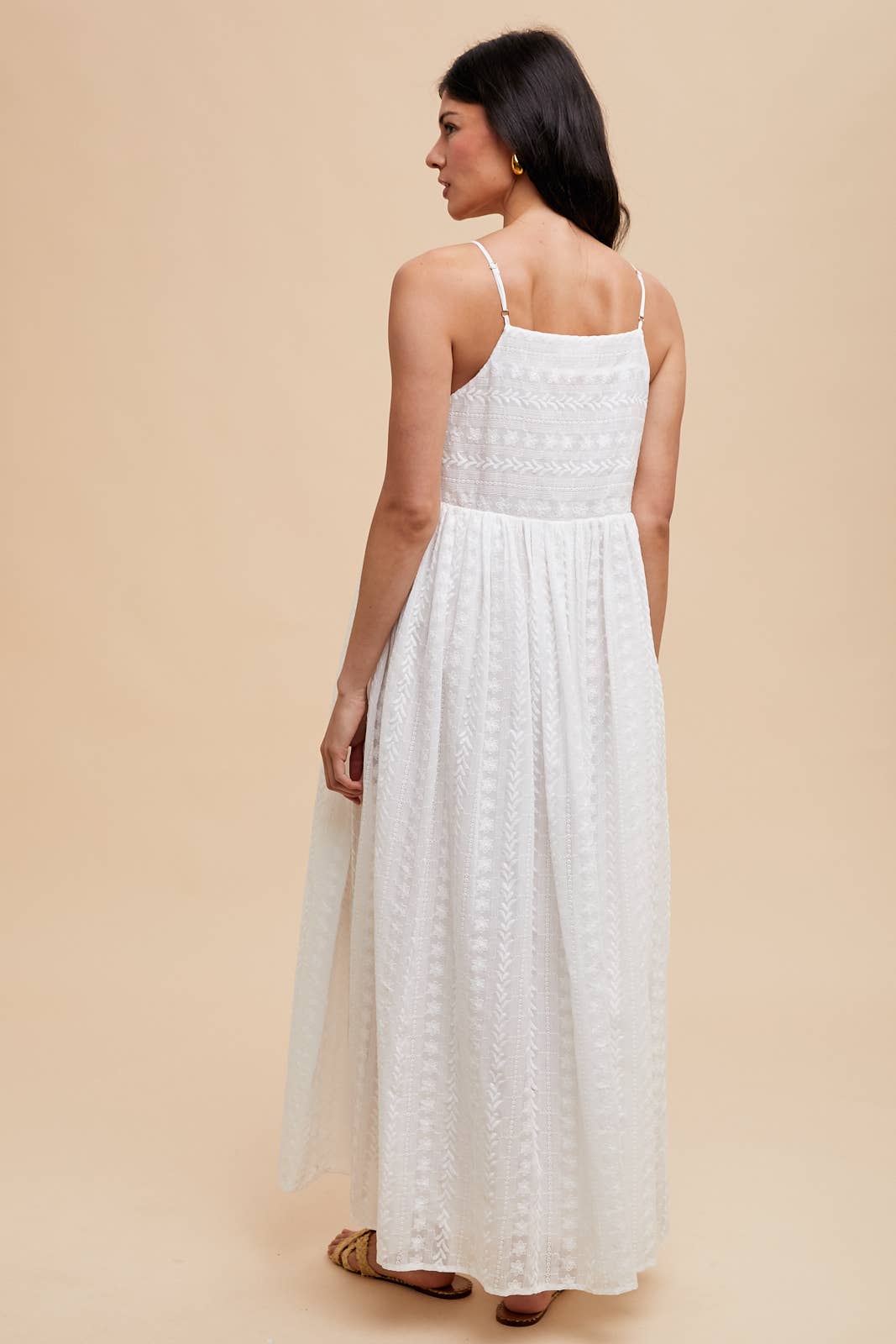 ALL OVER EMBROIDERED MAXI STRAP DRESS: FONDANT PINK / ILD5708