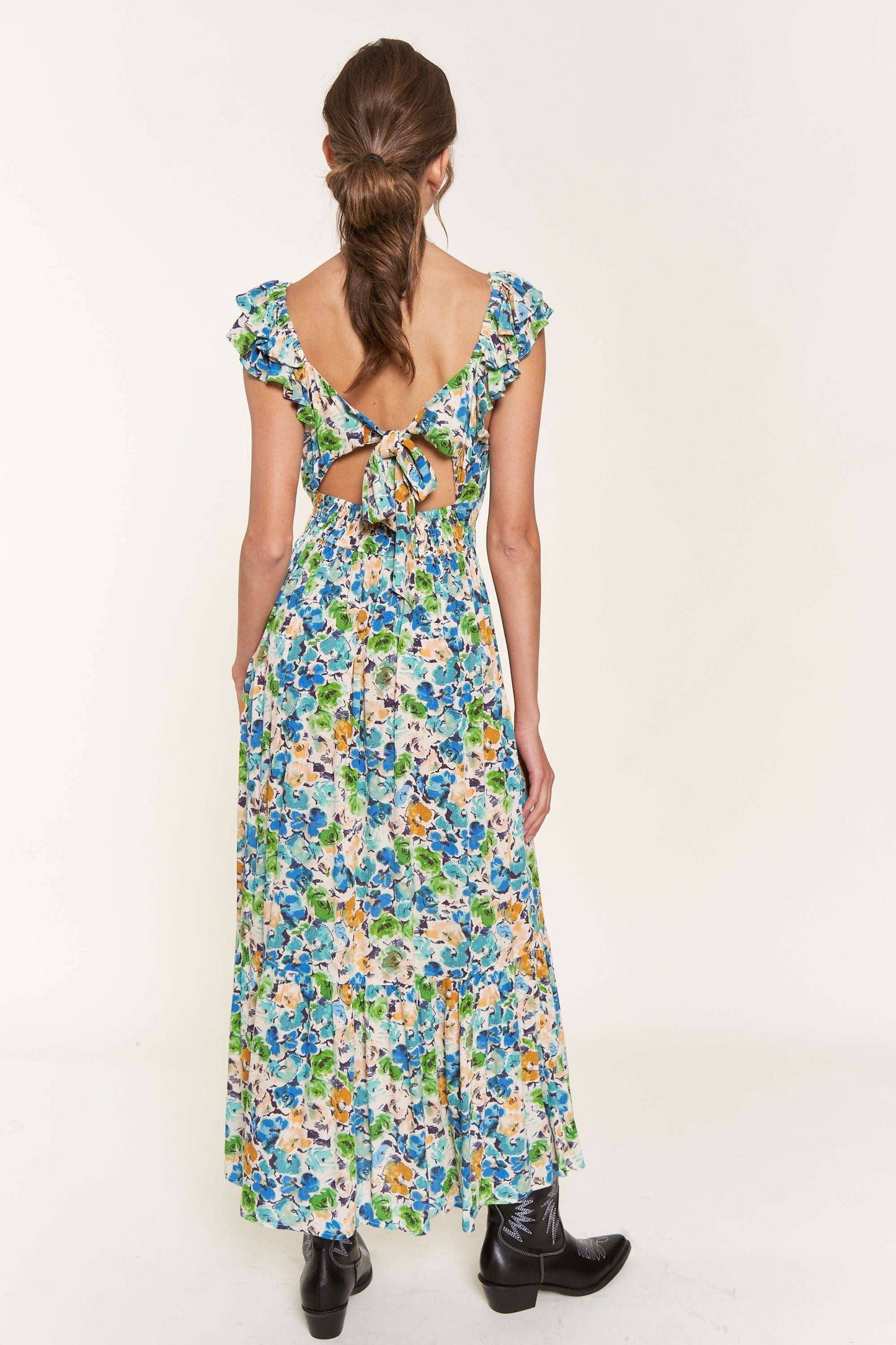 Blue Flower Midi Dress: D9742 / Blue Flower