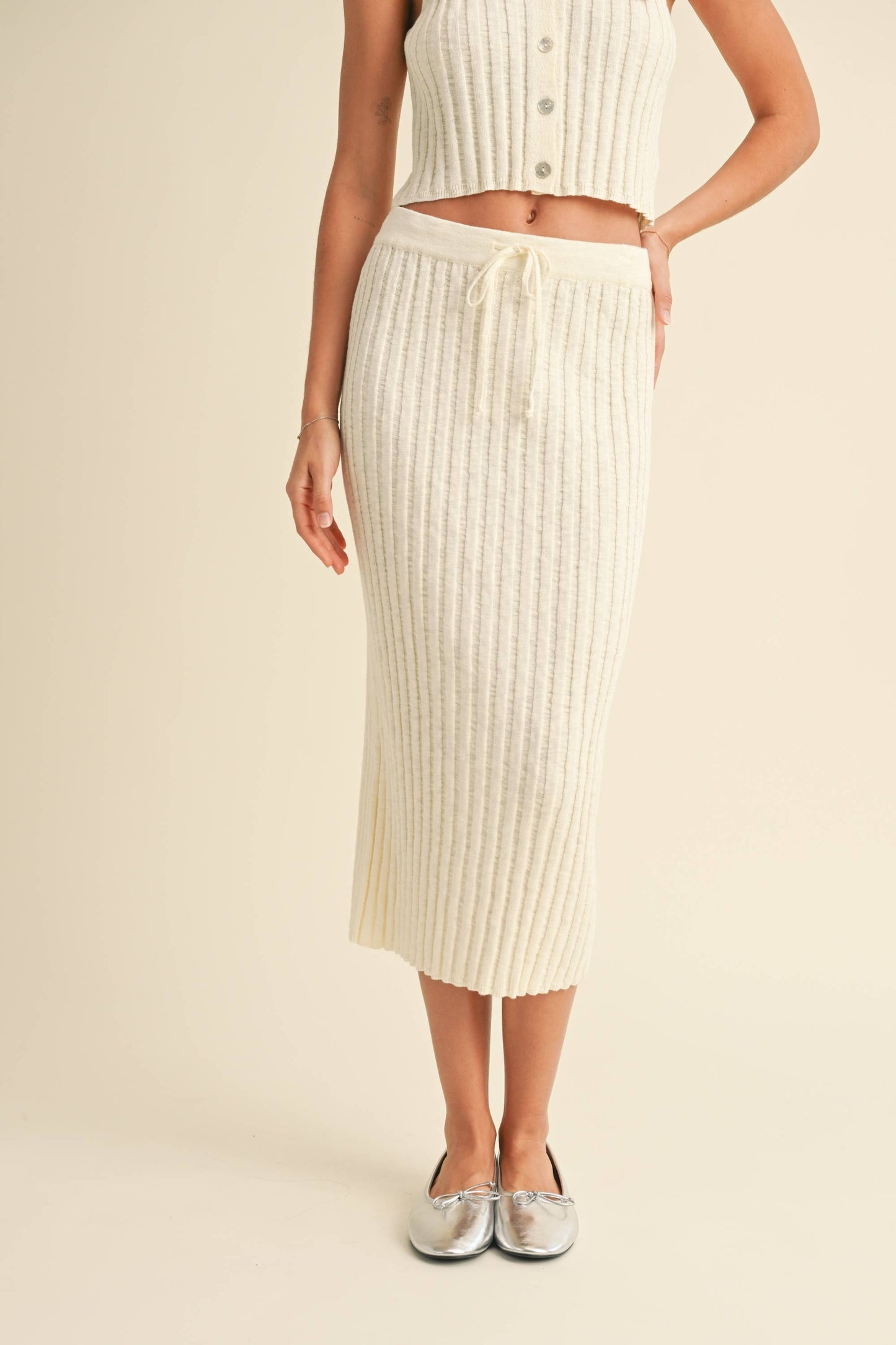 S3930ST RIBBED LONG KNITTED SKIRT: MOCHA
