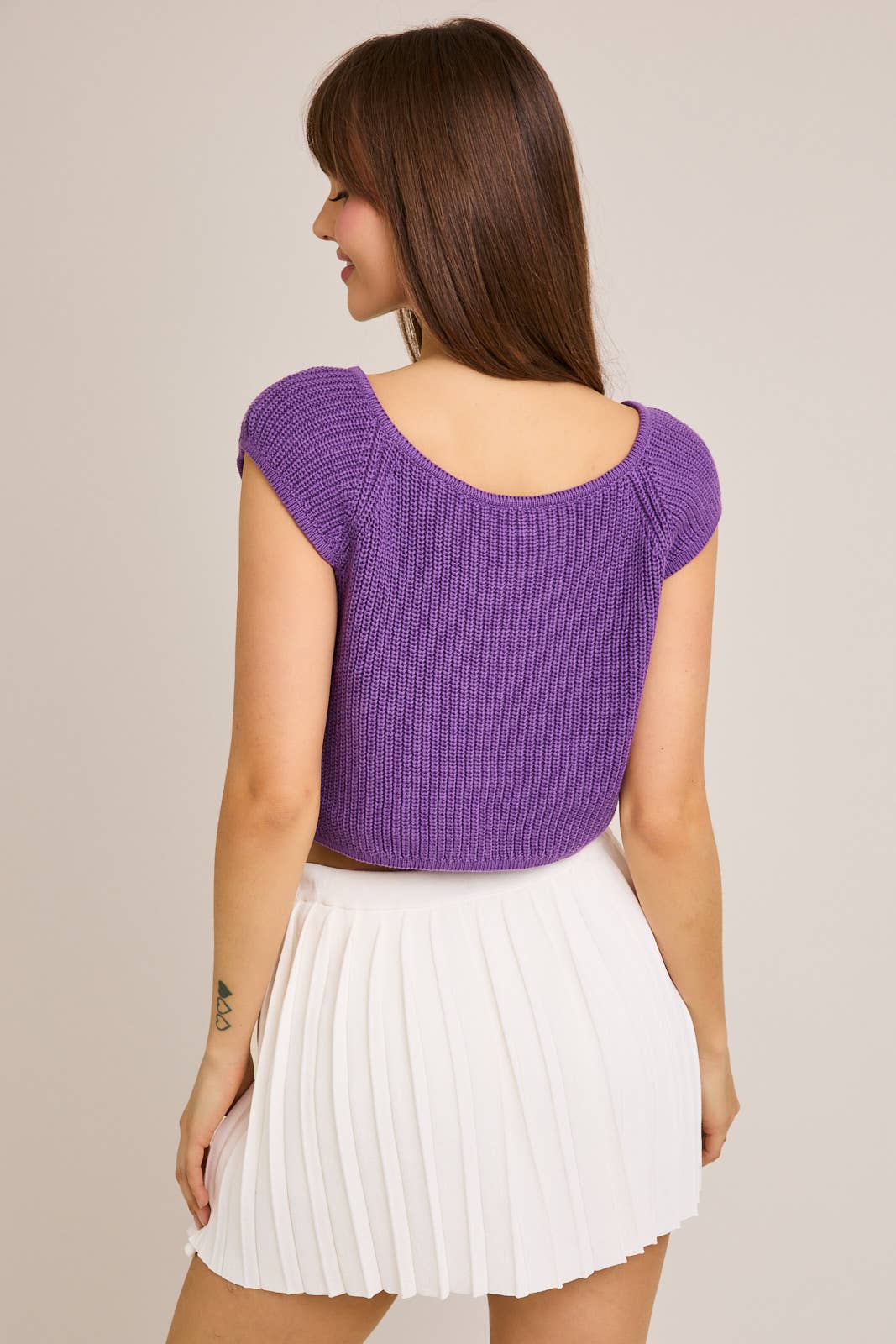 FRONT TIE SLEEVELESS SWEATER CARDIGAN: DK BROWN / BWJ1212