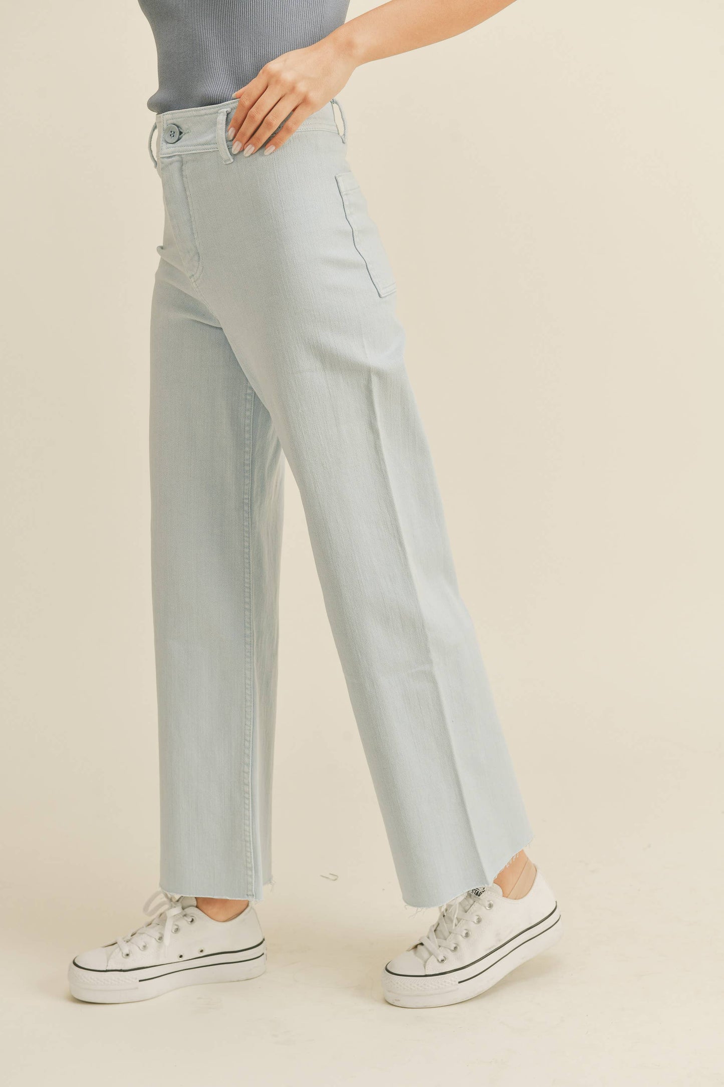 MMP623 STRAIGHT WIDE LEG DENIM PANTS: DENIM