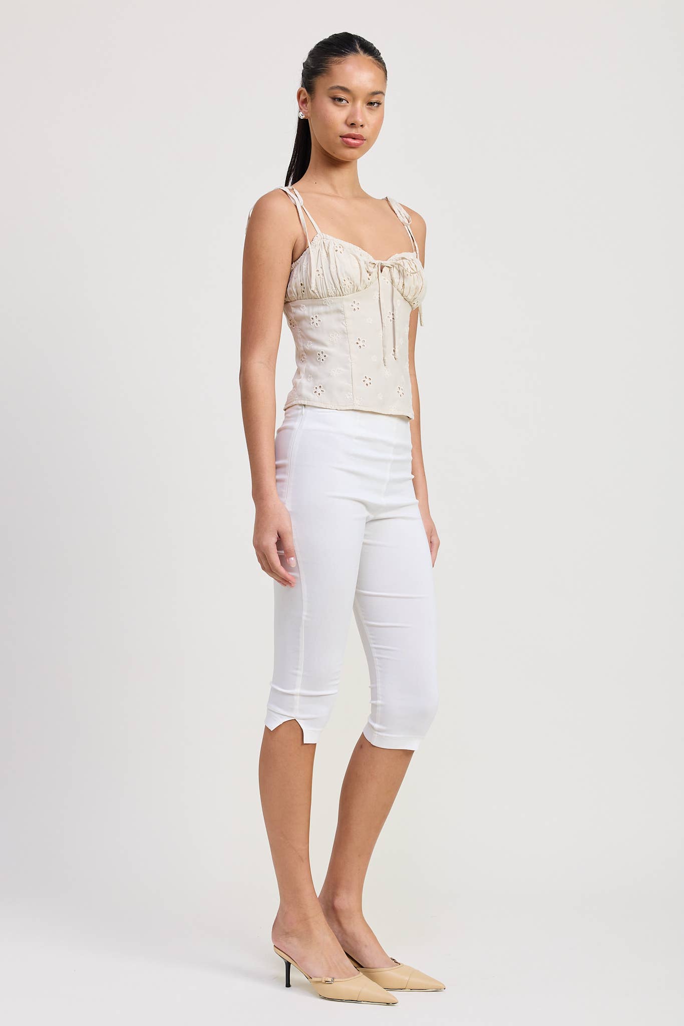 BUSTIER TOP WITH SHOULDER TIES: MINT / IPA2598T