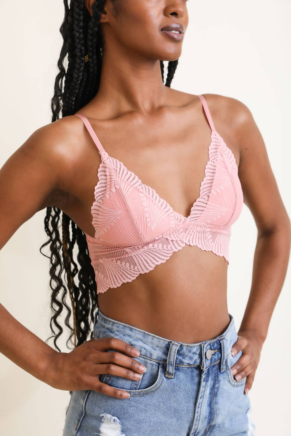 Butterfly Scallop Lace Bralette: Ivory