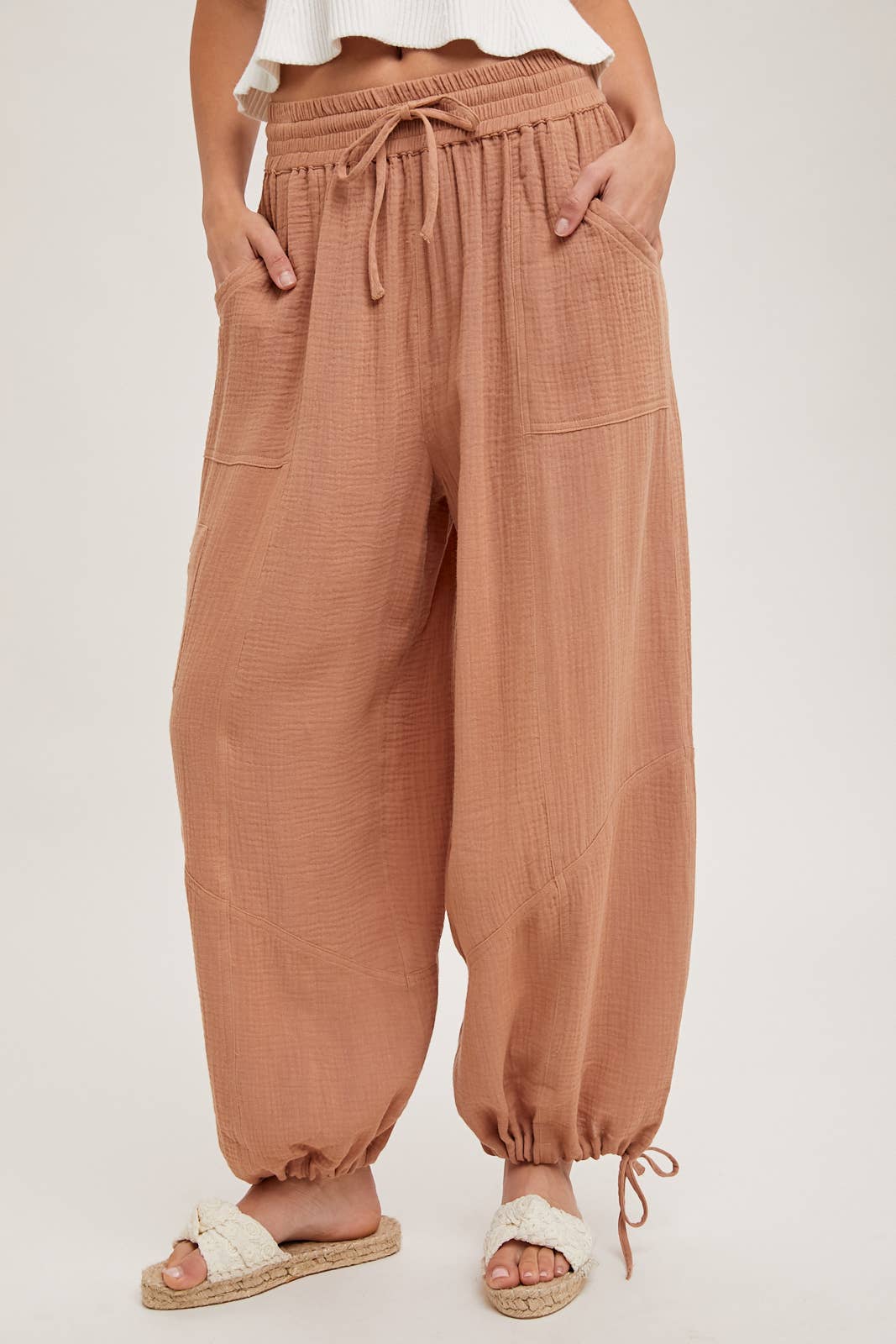 JOGGER HAREM DRAWSTRING PANTS: Black / B02090