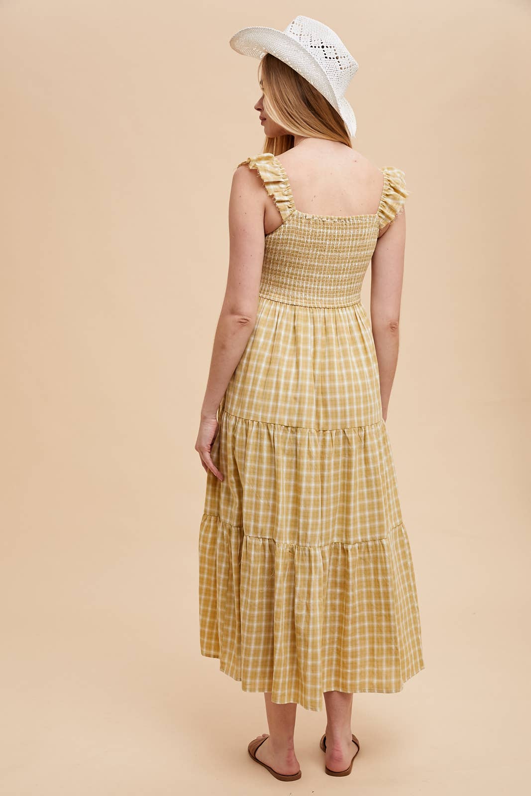 COTTON PLAID SUMMER DRESS: DUSTED MEADOW / ILD6256