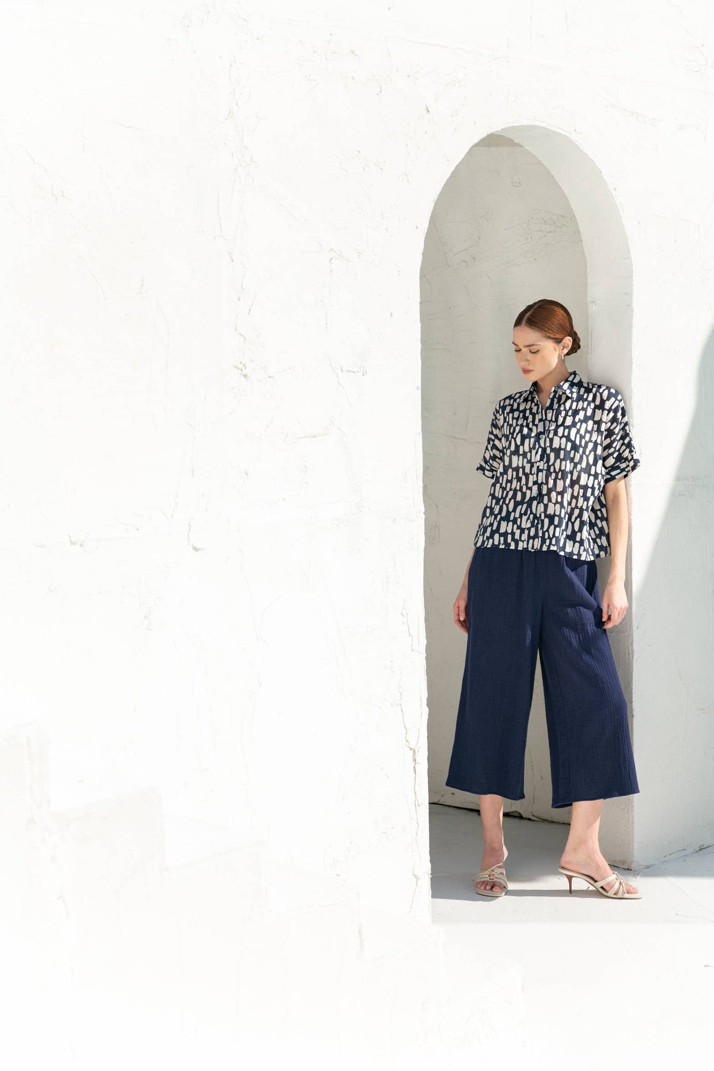 GAUZE WIDE PANTS: BLUE / FP66459