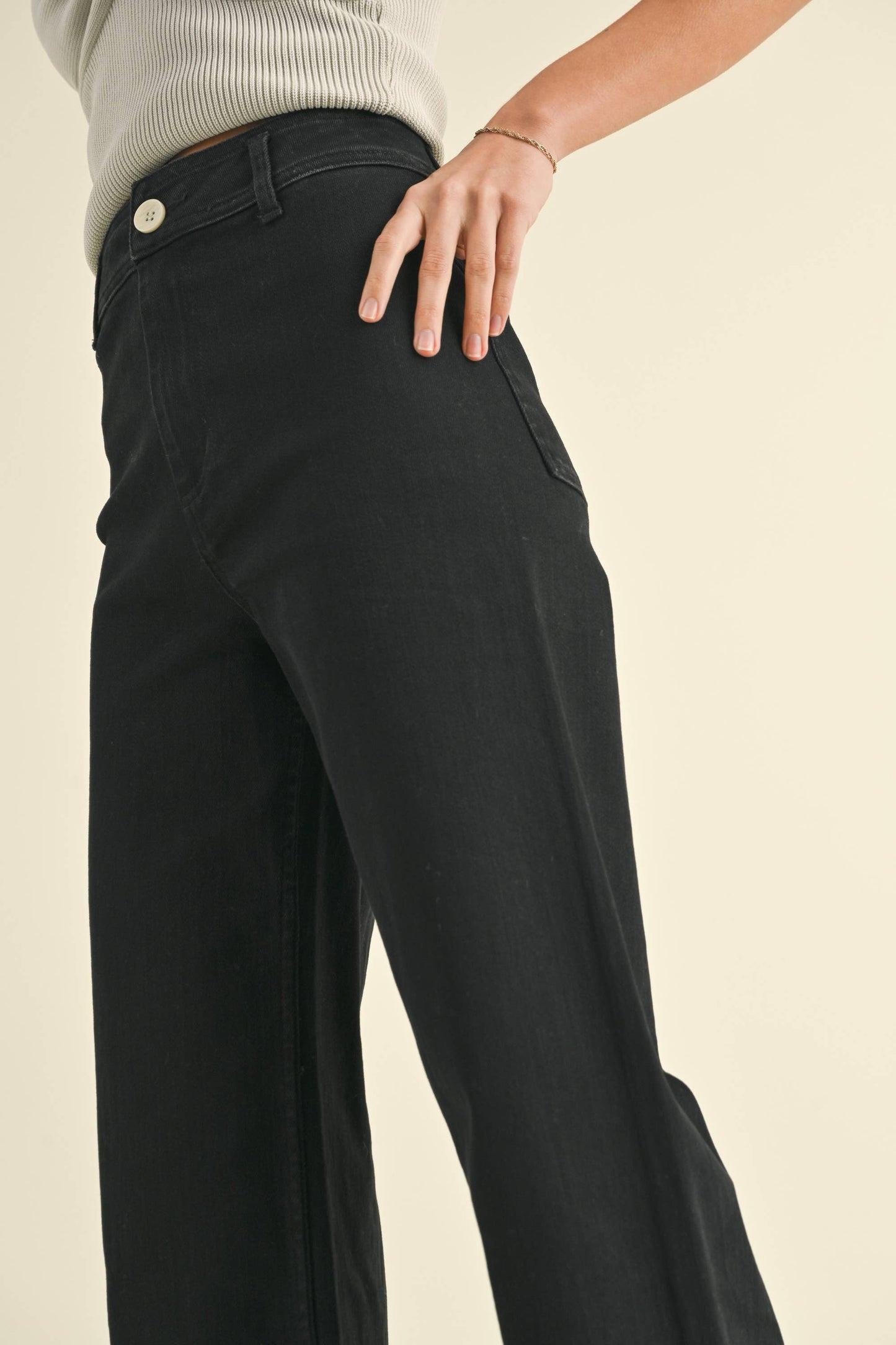 MMP623 STRAIGHT WIDE LEG DENIM PANTS: Brown