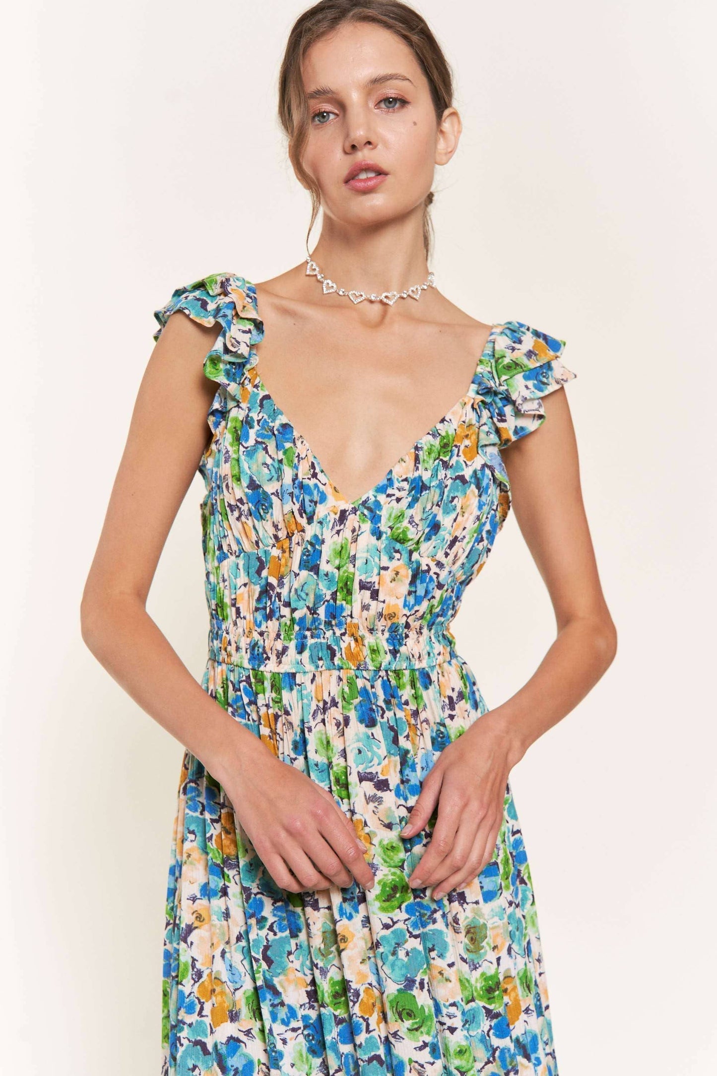 Blue Flower Midi Dress: D9742 / Blue Flower