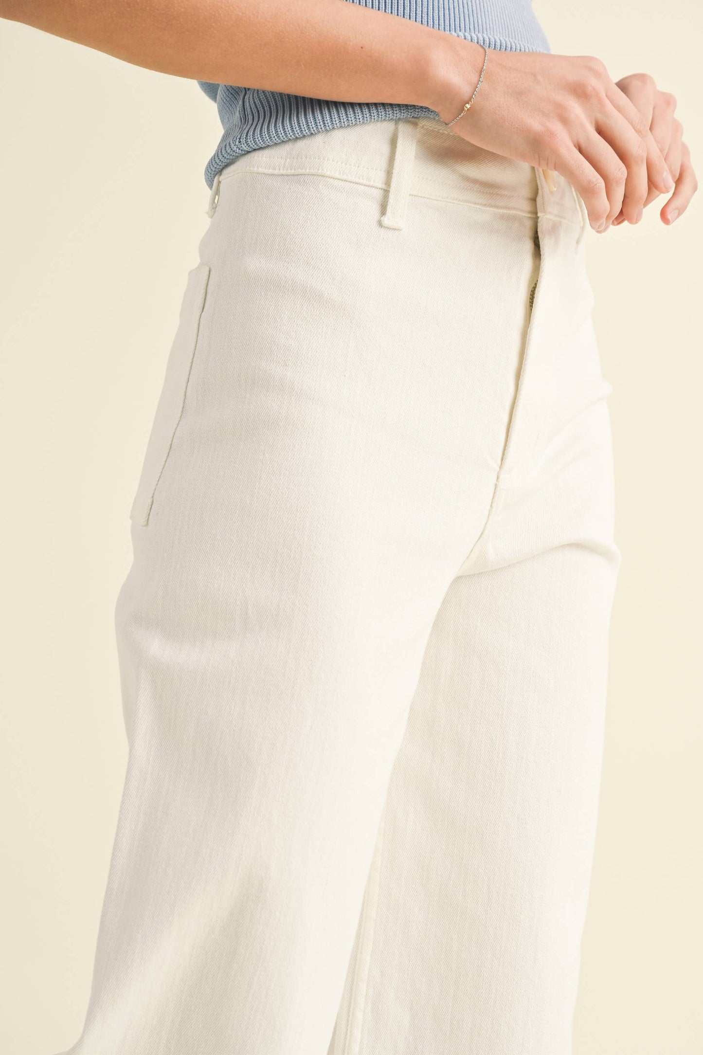 MMP623 STRAIGHT WIDE LEG DENIM PANTS: Brown