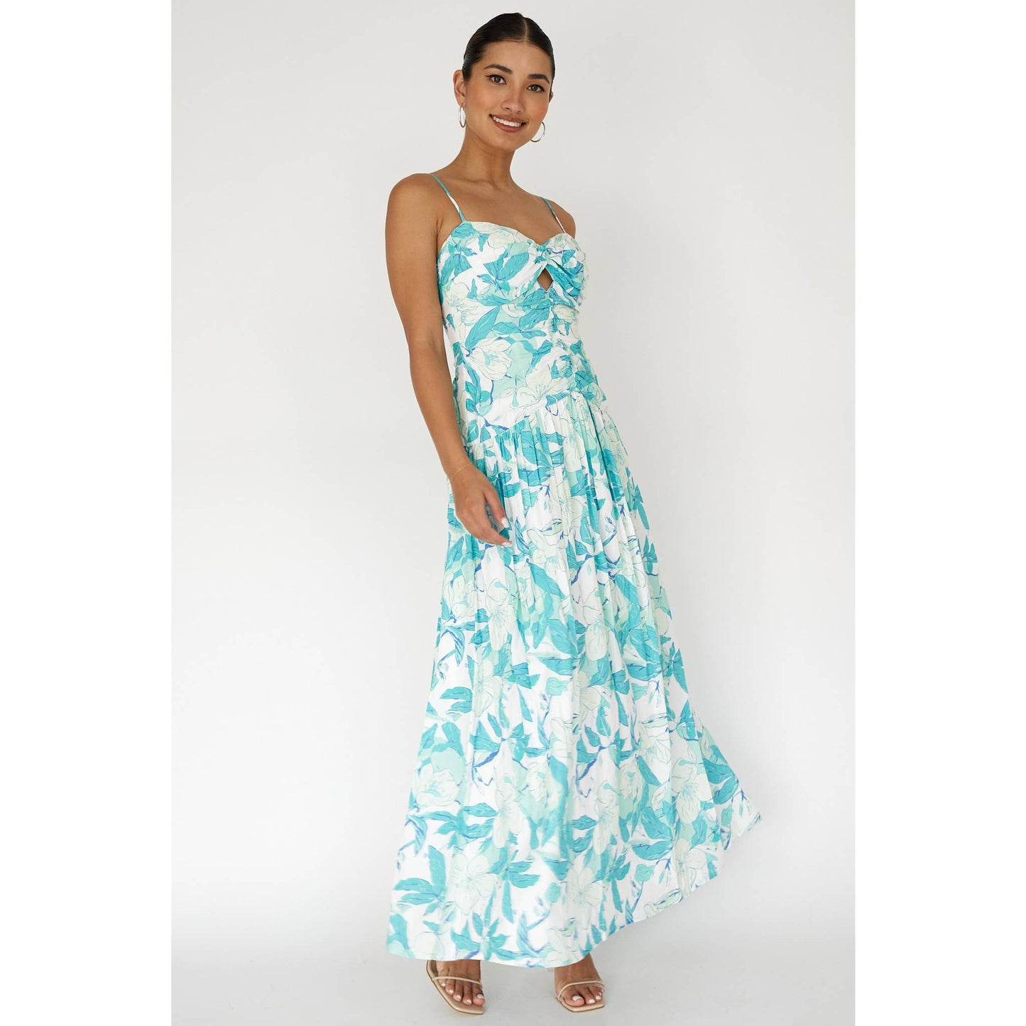 FLORAL MAXI DRESS : BLUE / 64291H01