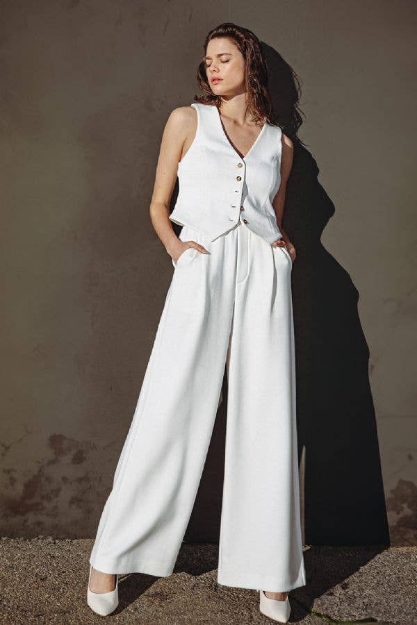 A ponti knit vest - FJ1010 WHITE: Off-White