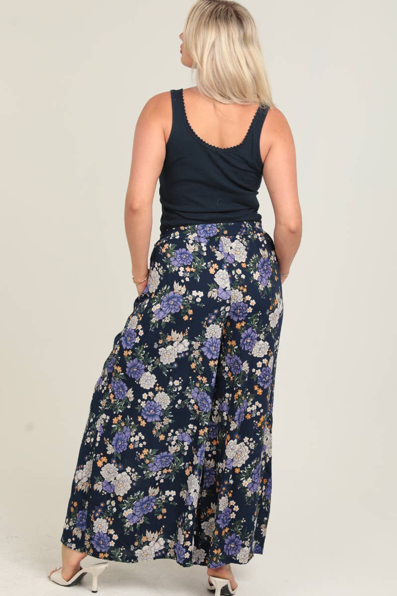 B3682-WB13 PRINTED WIDE LEG PANTS