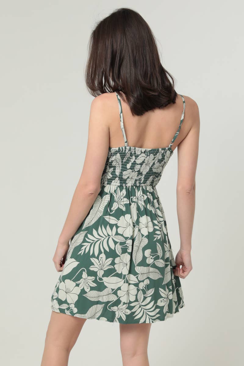 C4F47-A920 ELASTIC WAIST PRINTED SUNDRESS: