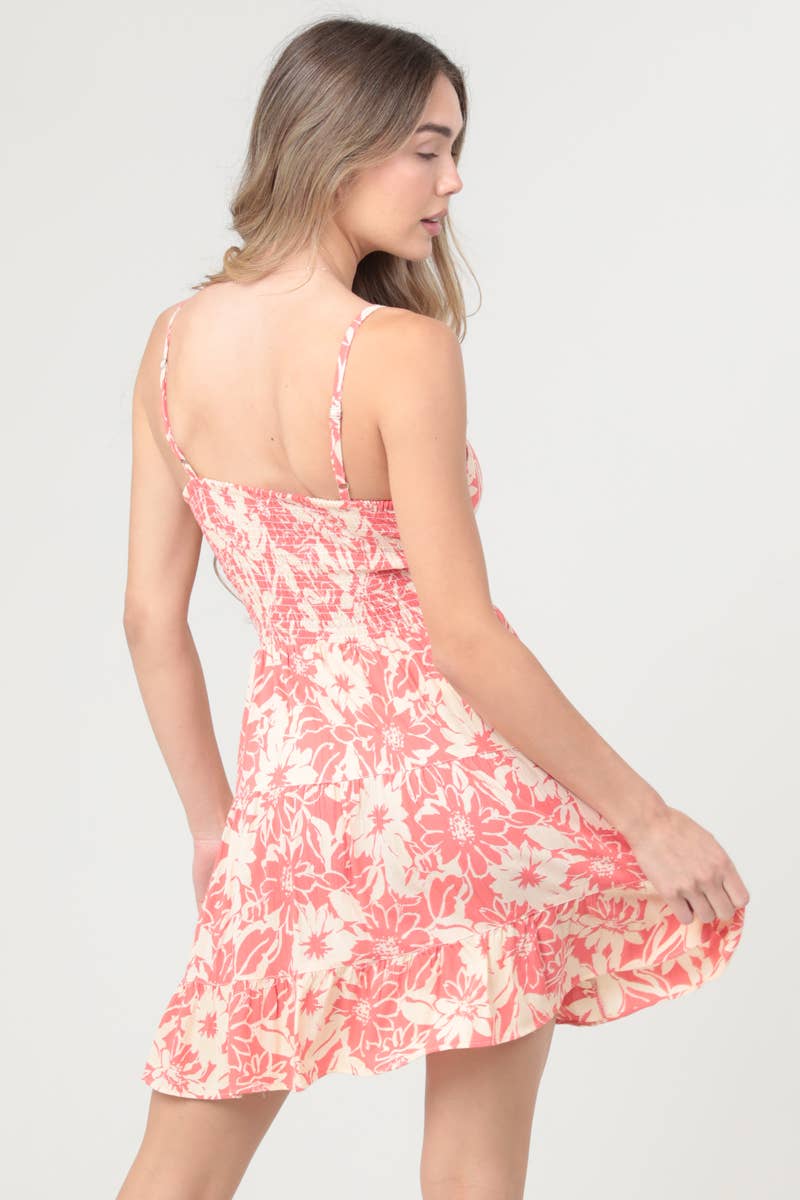 C4143-FR34 V NECK TWIST FRONT CUT OUT SUNDRESS