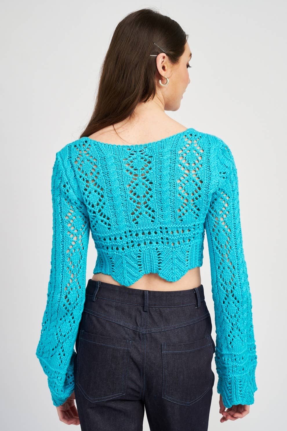 CROCHET CROPPED TOP WITH FRONT TIE: TAUPE