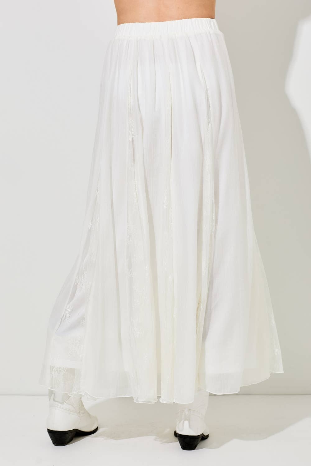 PRINTED FLORAL SHEER MAXI SKIRT: TAUPE / BK1338