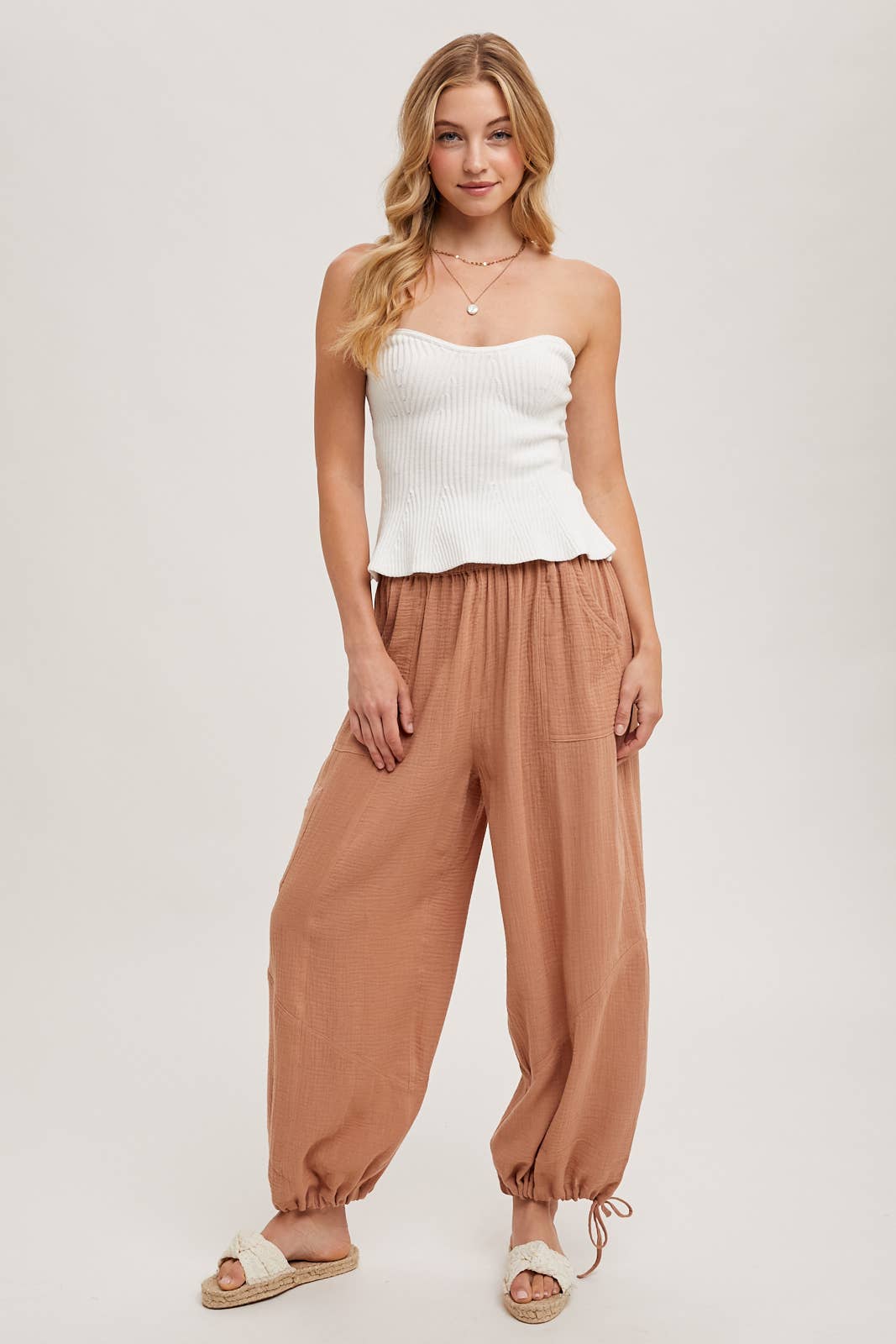 JOGGER HAREM DRAWSTRING PANTS: Black / B02090