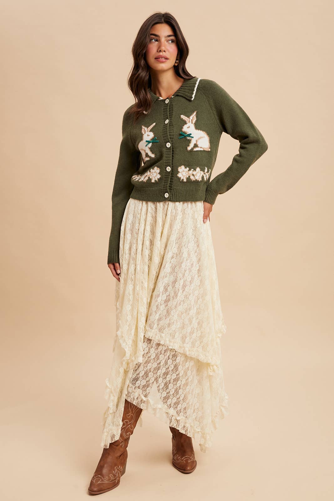 DOLL COLLAR BUNNY CARDIGAN: FERN / ILS9013
