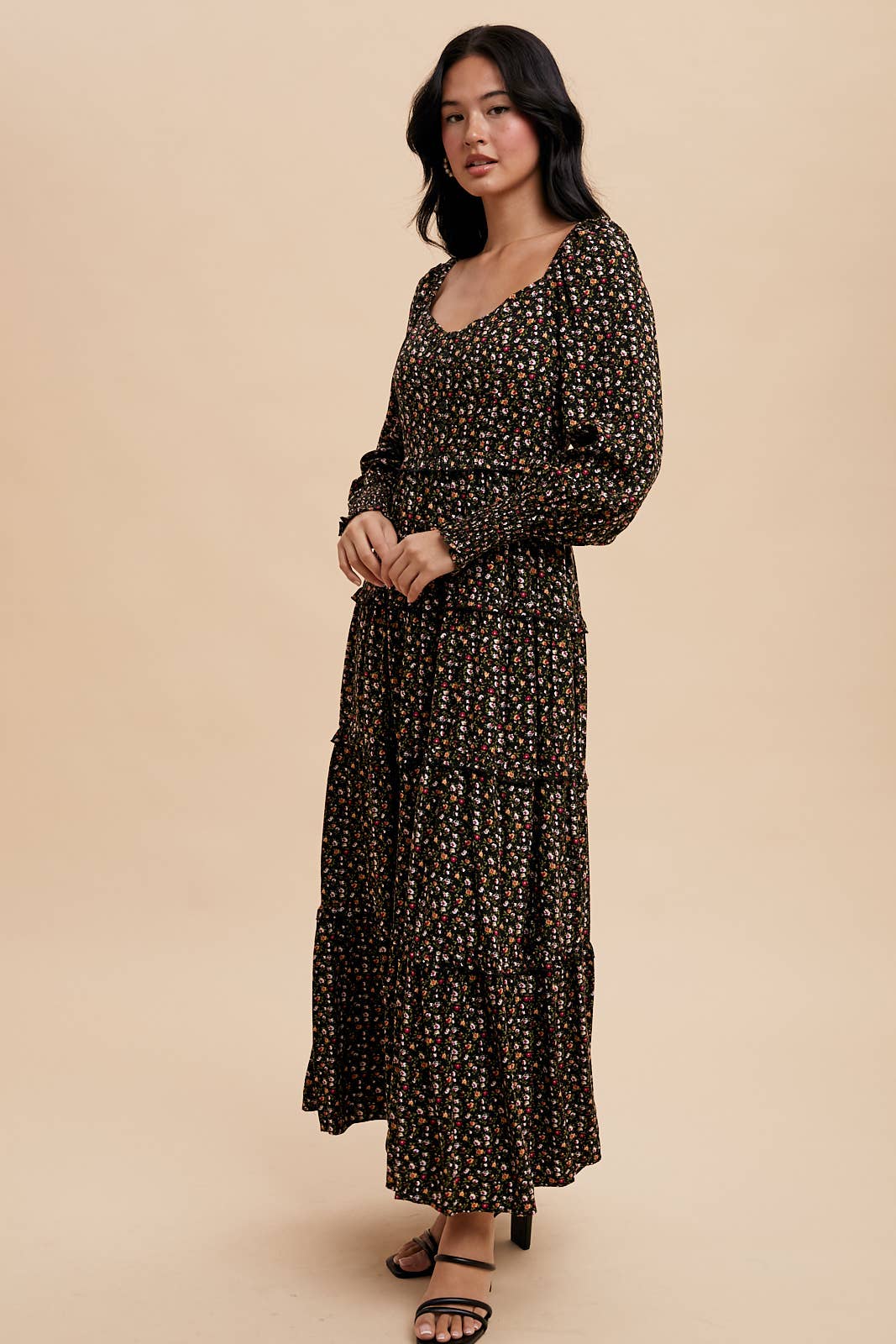 SWEETHEART FLORAL MAXI DRESS: SEPIA / ILD5932