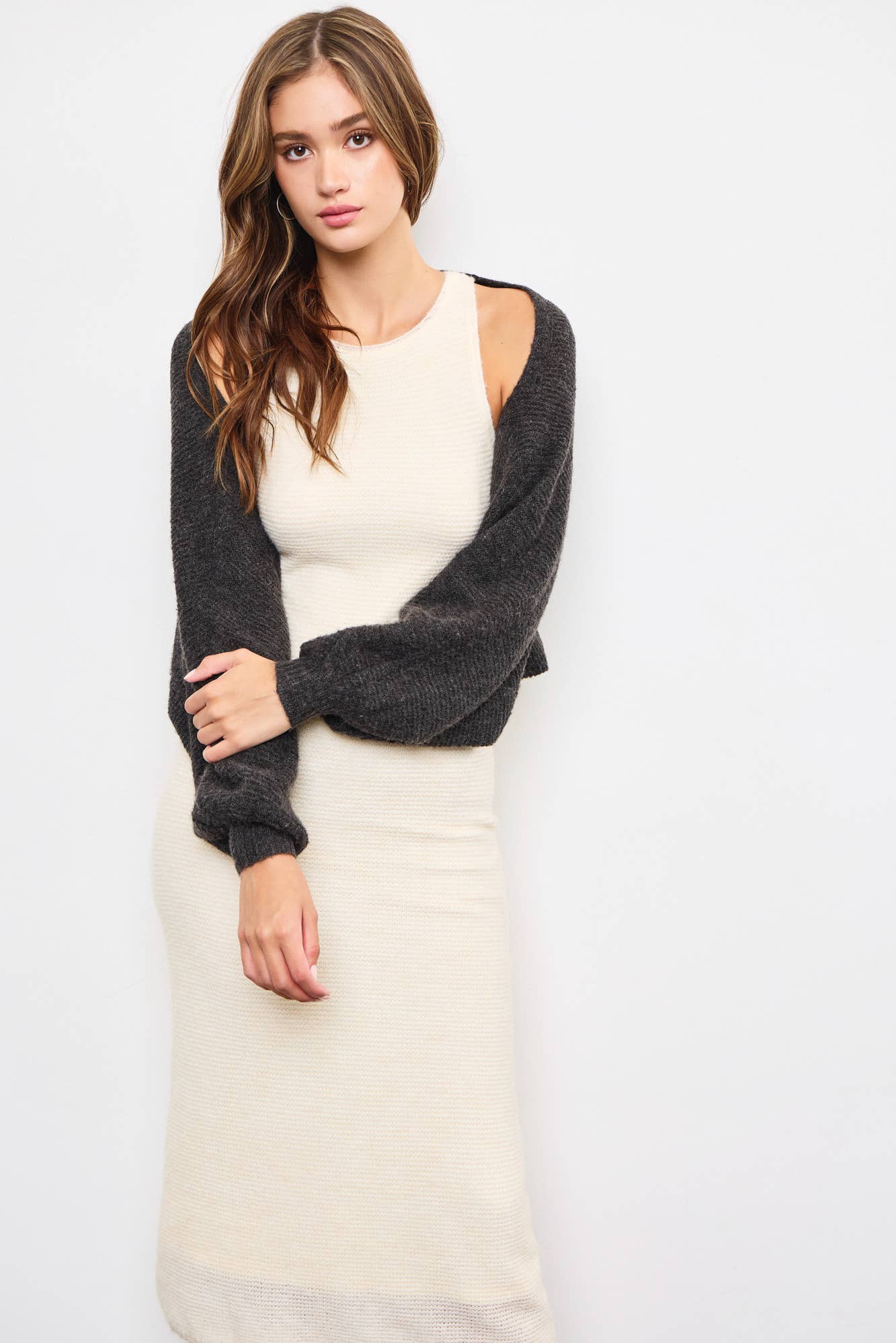 MAXI KNIT DRESS: CHARCOAL / S23526