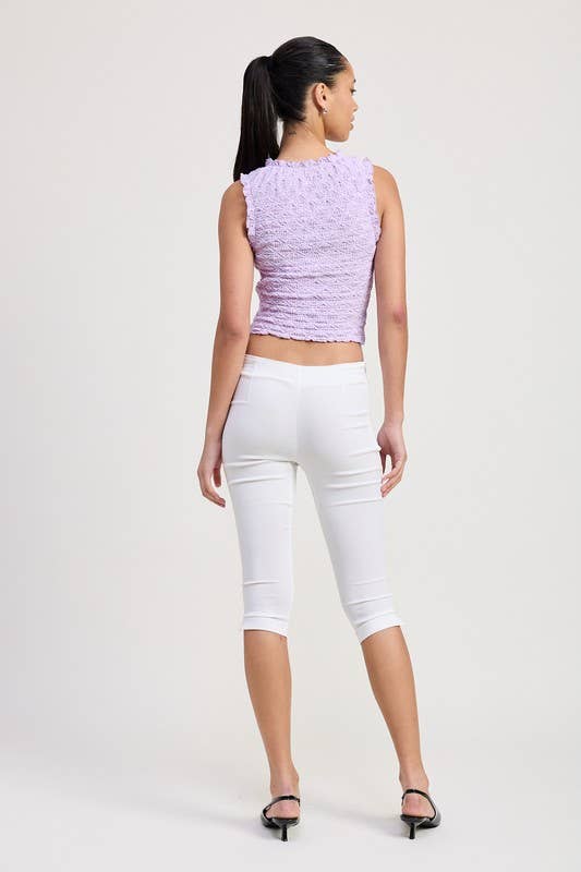 SLEEVELESS RUFFLE TOP: BLACK / IPK2054T