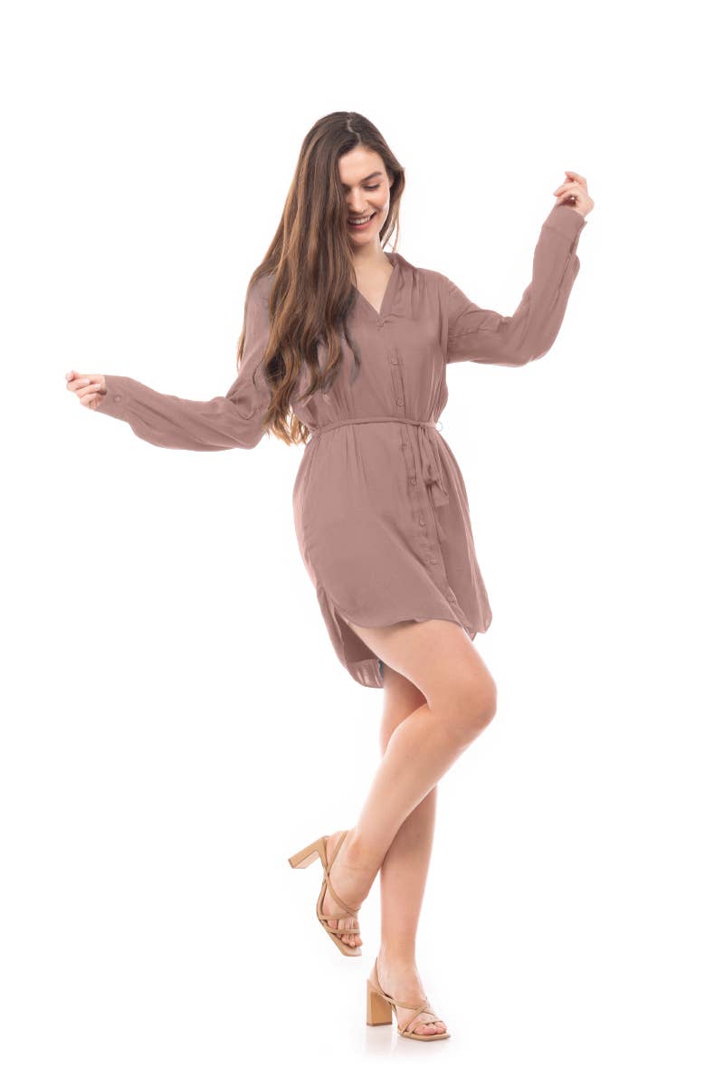 Long Sleeve Shirt Dress - RD117324: RAIN FOREST