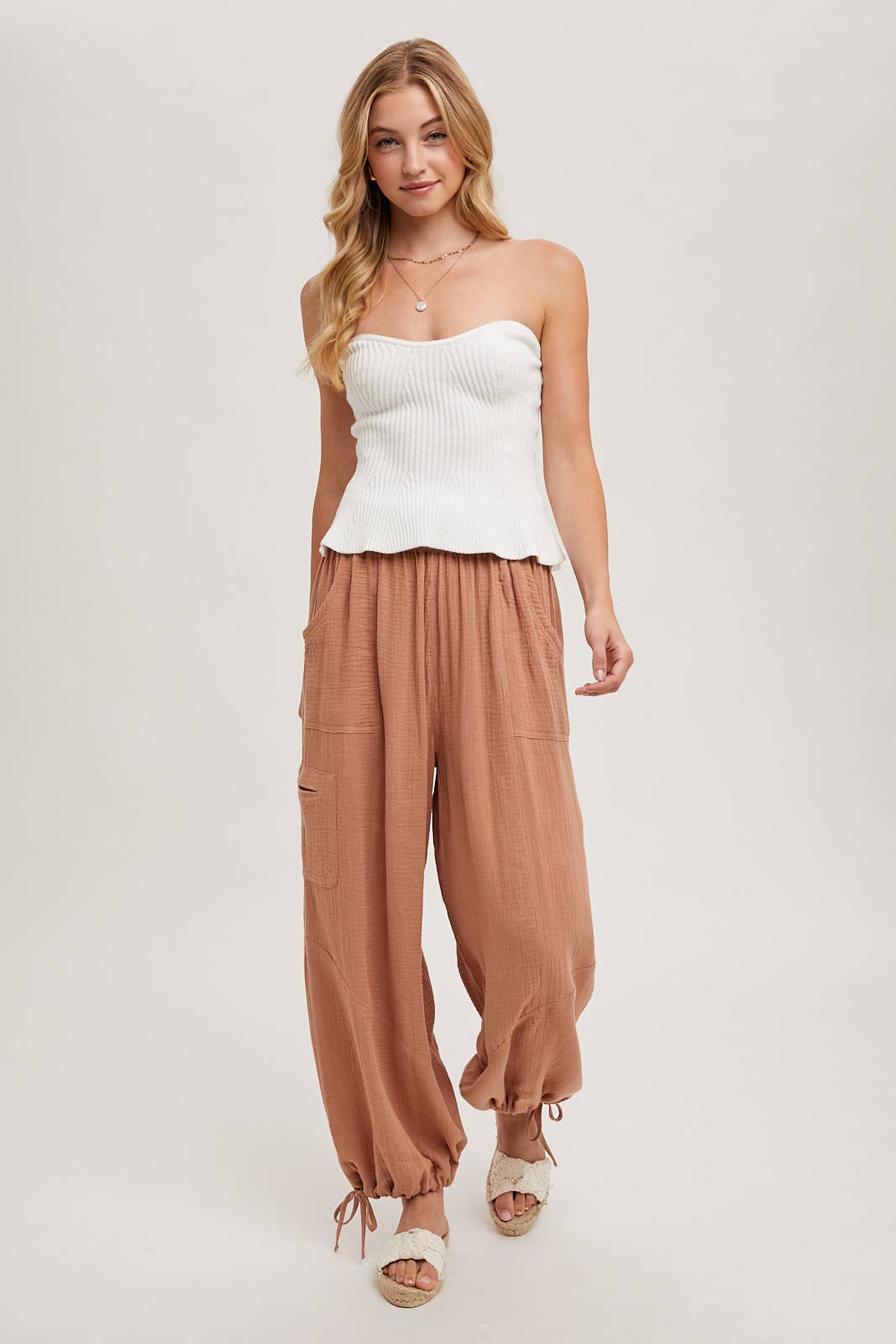 JOGGER HAREM DRAWSTRING PANTS: Black / B02090