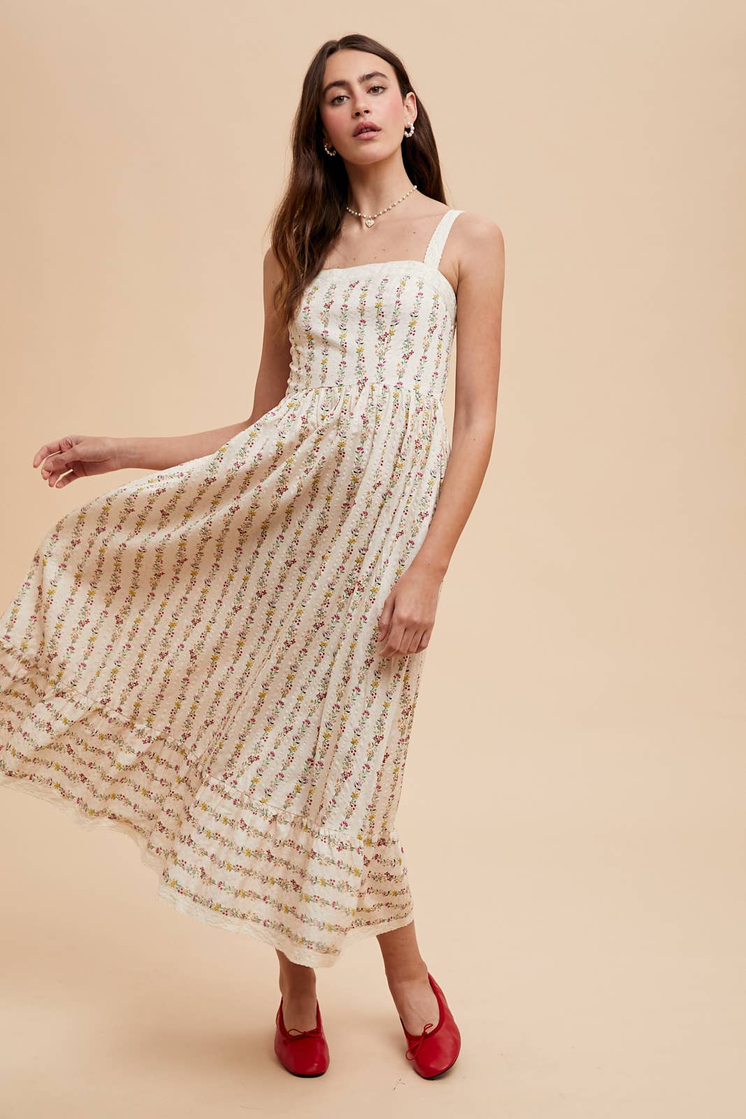 TEXTURED COTTON LACE TRIM MAXI: BUTTERCREAM ILD6328