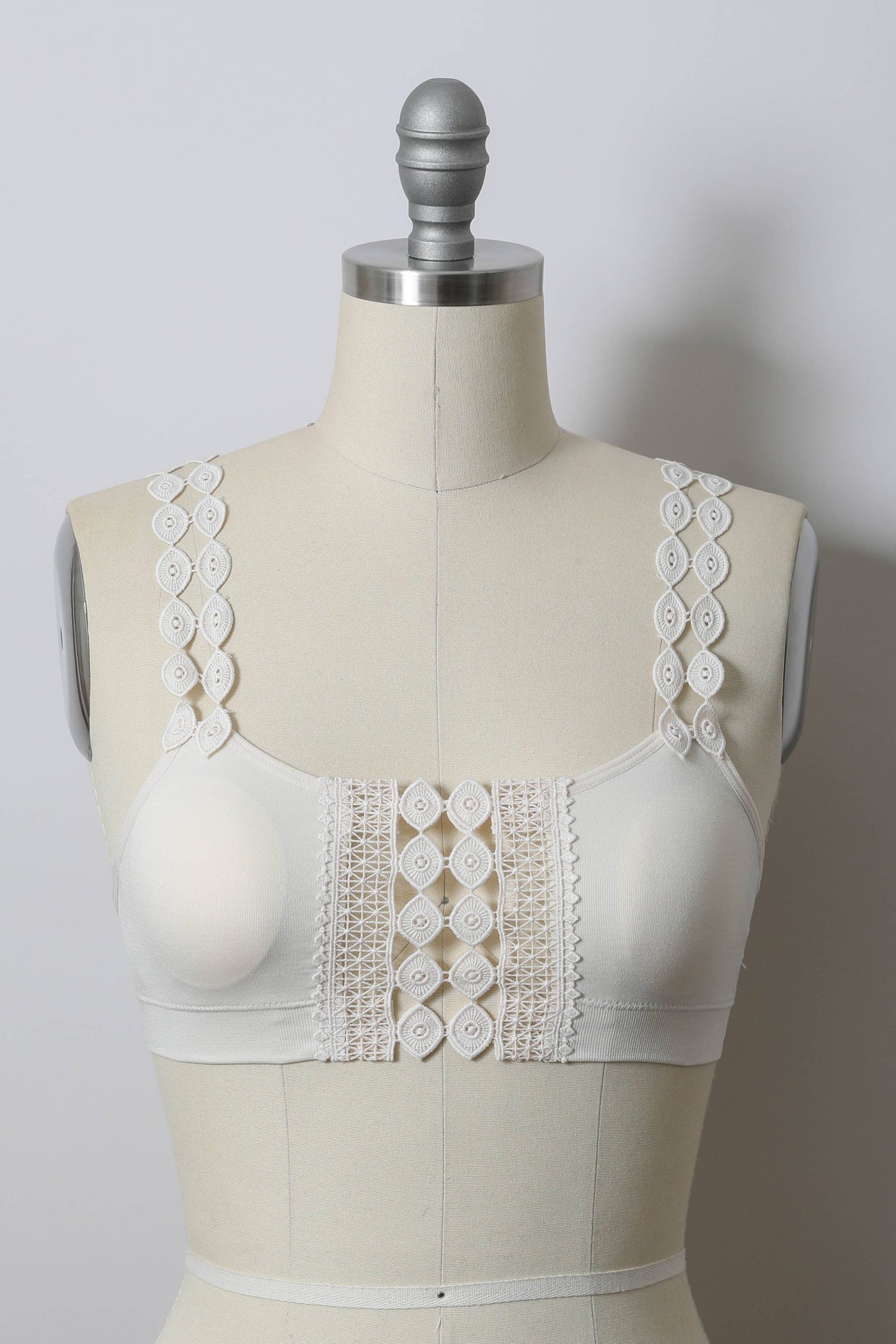 Soft Bohemian Lace Bralette with Applique Detail π: Blue Prepack