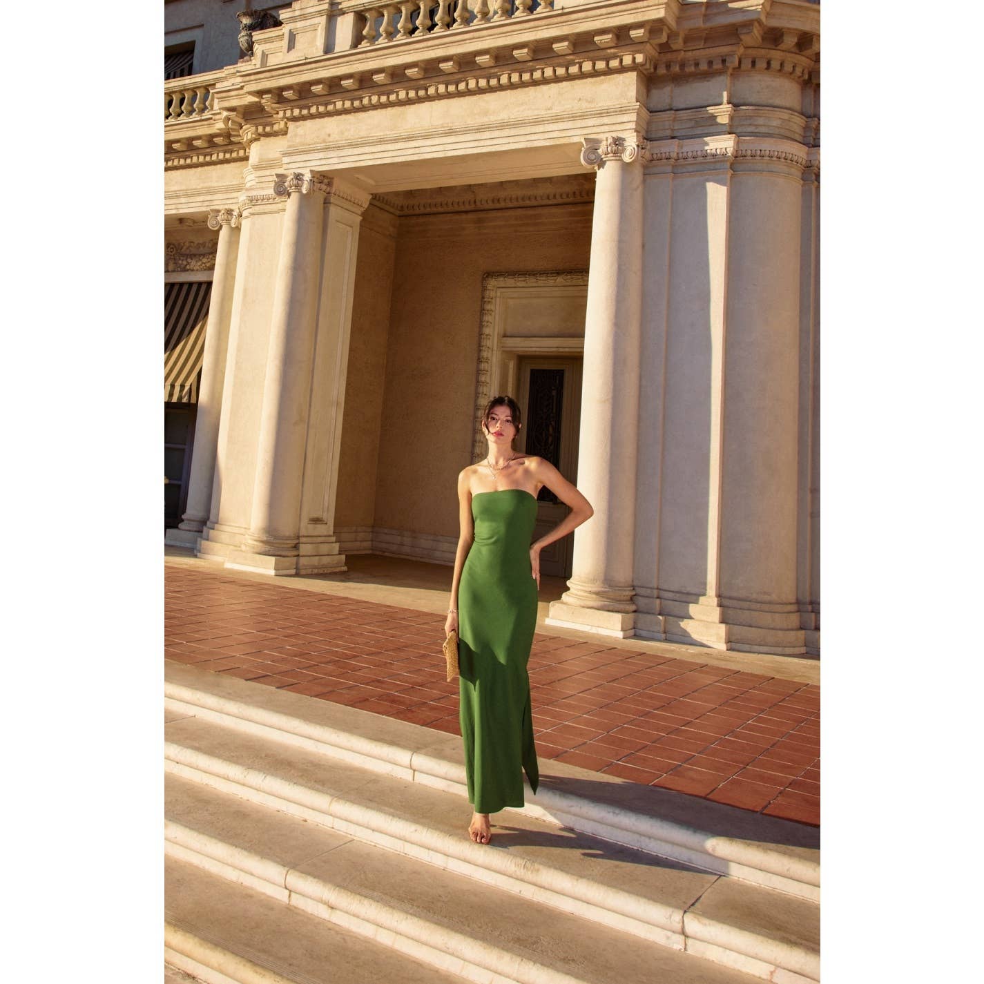 Heaven Sent Strapless Bias Cut Maxi Dress: IBIZA GREEN / FD11771A-P1465_1