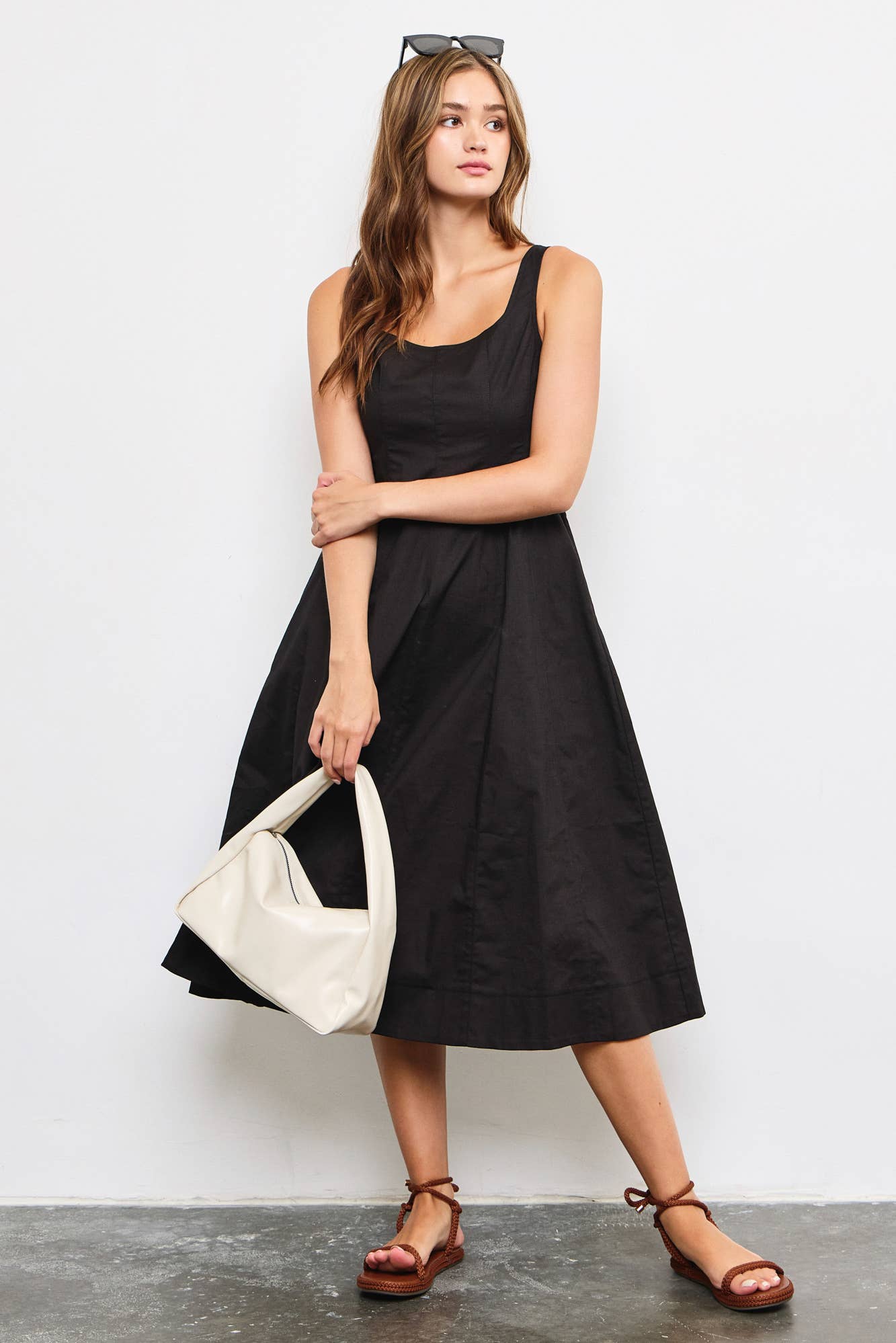 MAXI A-LINE DRESS: Black / S23952