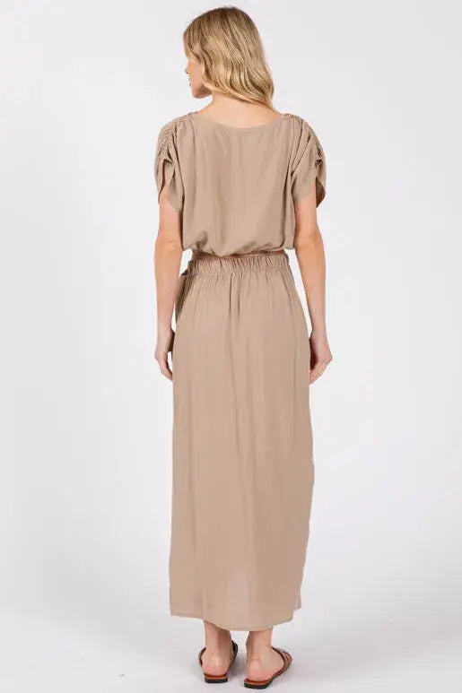 Wrap Midi Skirt With Side Tie - NS80148A: Sage Green