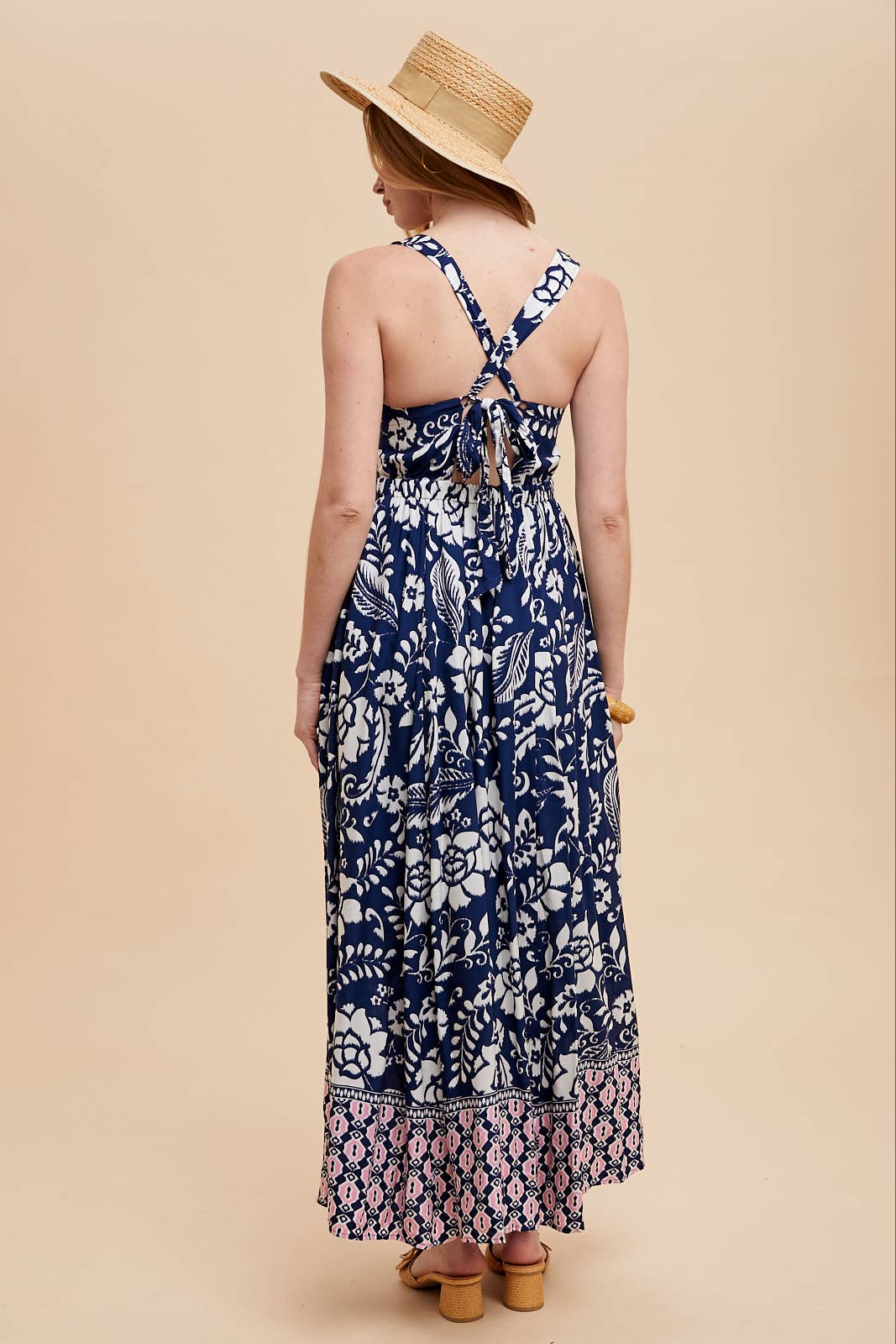 RESORT BORDER PRINT MAXI DRESS: INDIGO / ILD6282